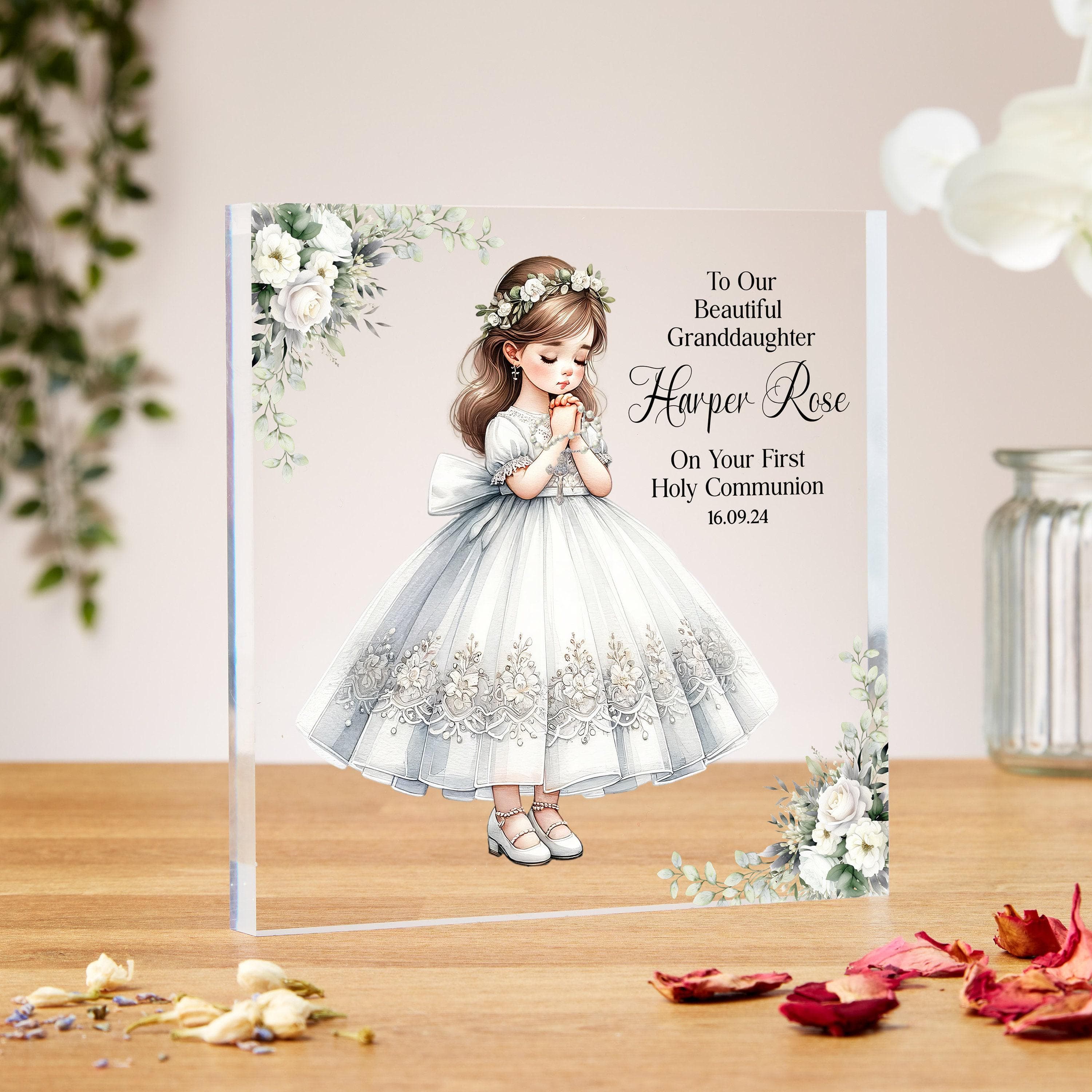 First Holy communion gifts for girls, acrylic block, Baptism Gift, granddaughter, daughter, goddaughter, christening gift, sister, niece