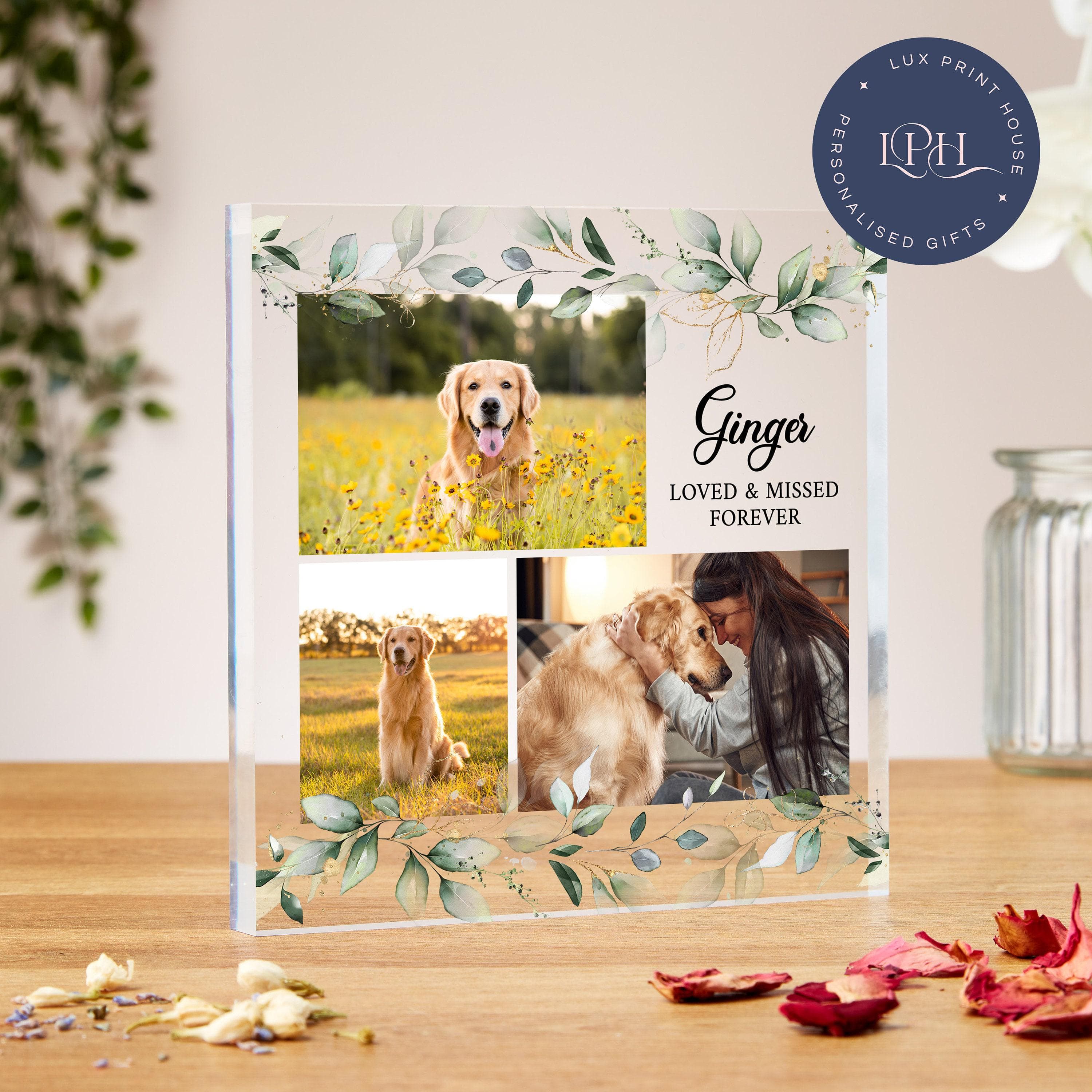 Dog photo memorial acrylic block, Pet loss gift keepsake, pet sympathy gift, dog in heaven ornament, in loving memory, cat, dog bereavement