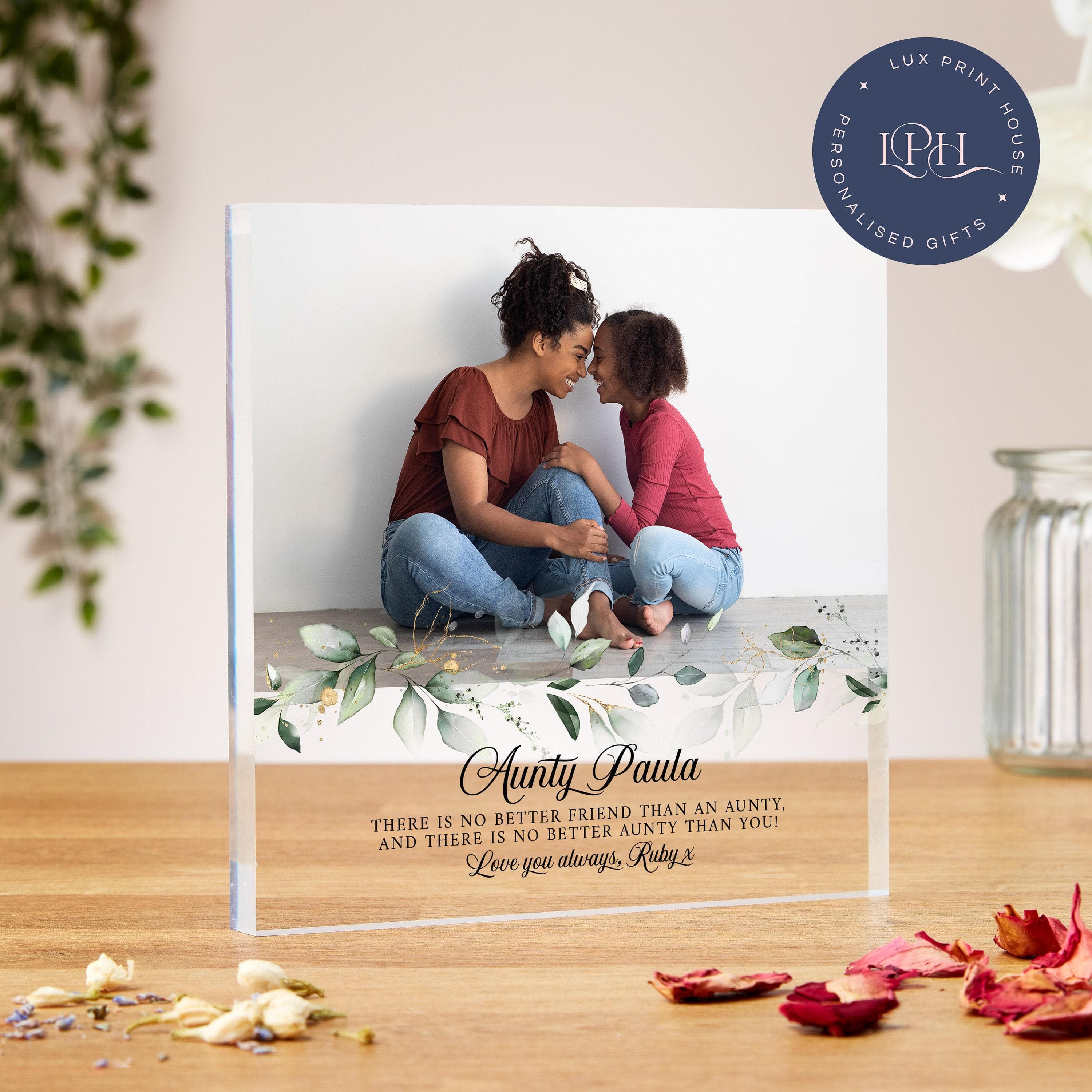 Gifts for Aunty, Auntie acrylic photo block, birthday gift for niece, 30th, 21st, 40th, gifts for her, gift from nephew, unique auntie gift