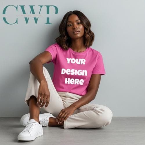 Pink T-Shirt Mockup | Comfort Colors C1717 Female Model (Digital Download)