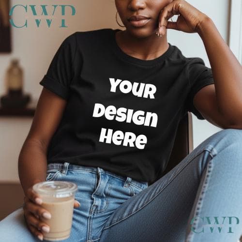 Black Comfort Colors C1717 T-Shirt Mockup | Lifestyle Boho Style (Digital Download)