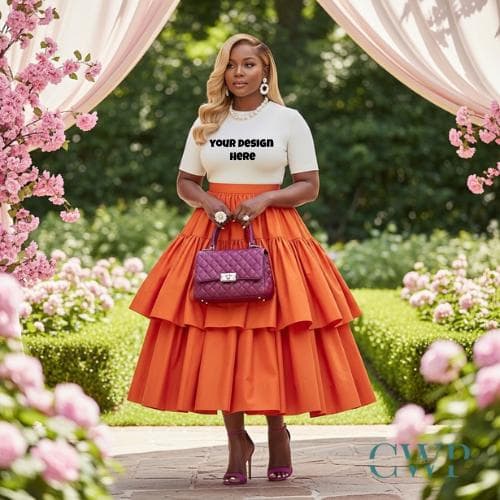 Black Woman T-Shirt Mockup | Garden Outfit, Modest Fashion (Digital Download)