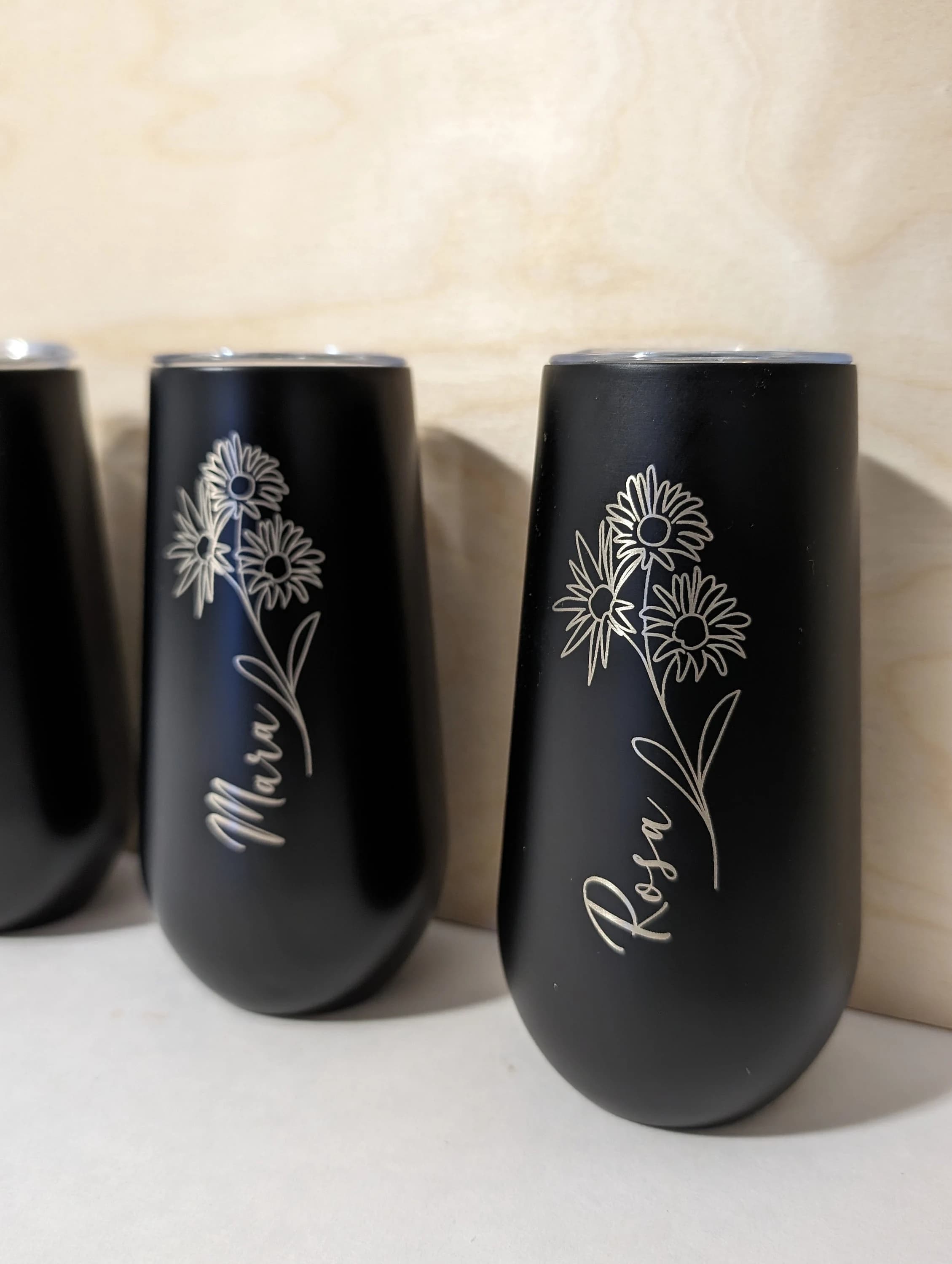 Engraved 6 Oz Tumbler: Personalized Floral Design, Metal Straw - image 3