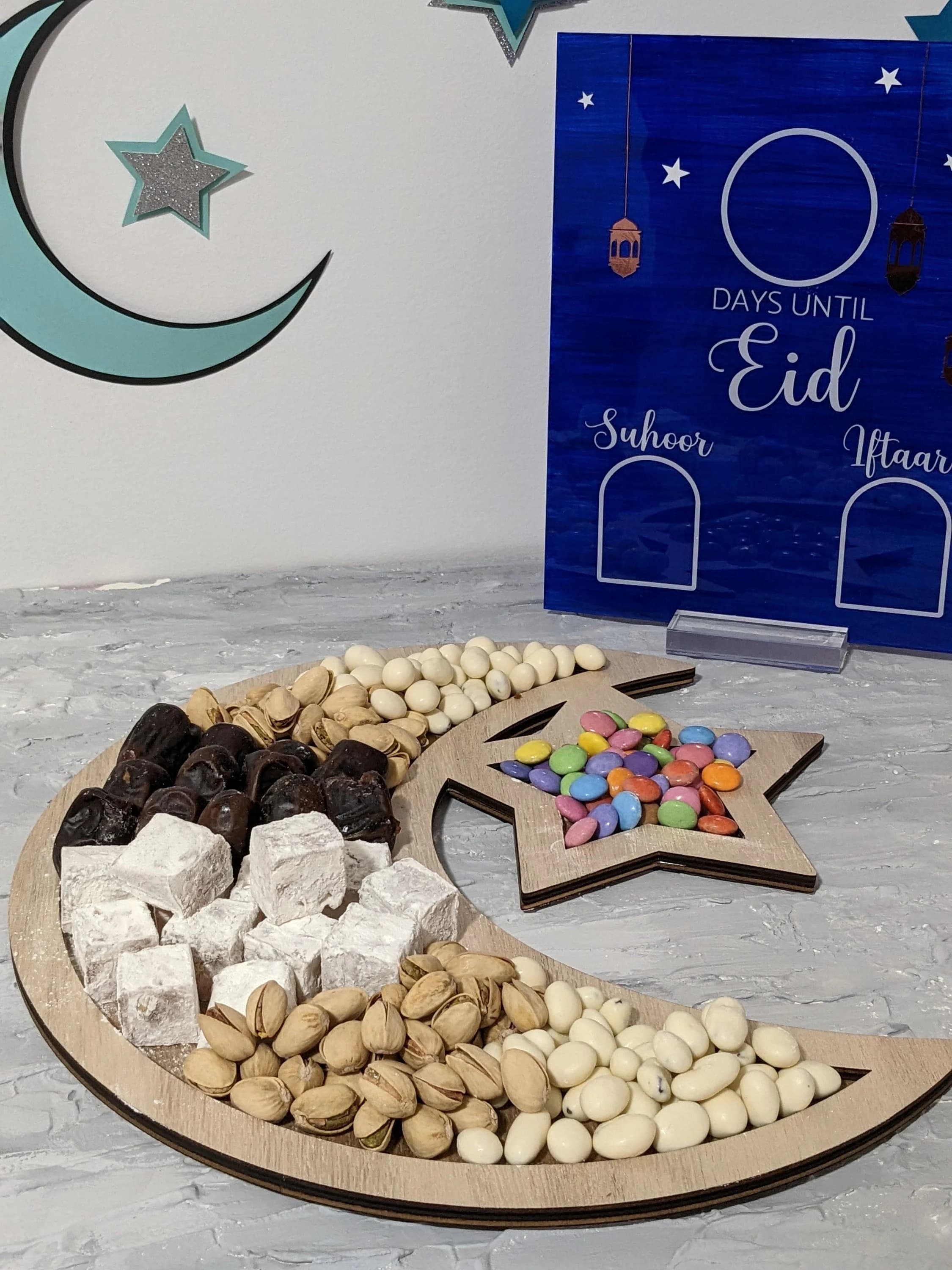 Personalized Crescent Moon Star Tray: Ramadan Eid Decor