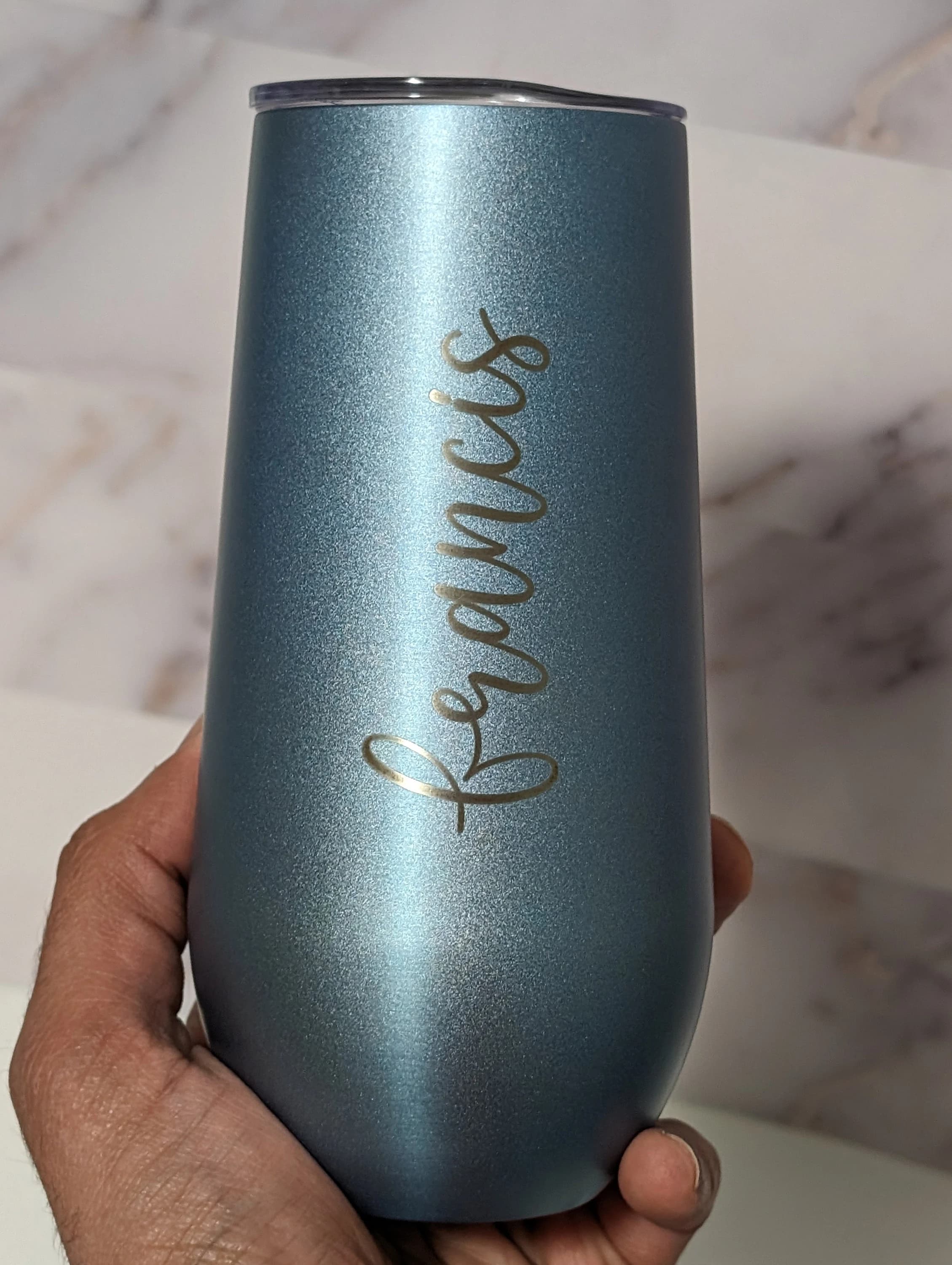 Engraved 6 Oz Tumbler: Personalized Floral Design, Metal Straw - image 2