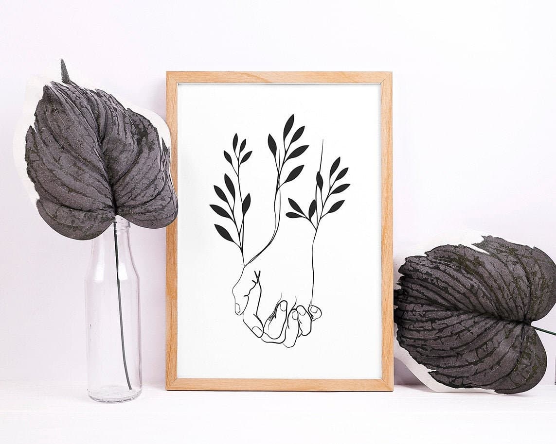 Holding Hands Line Drawing Wall Art - image 4