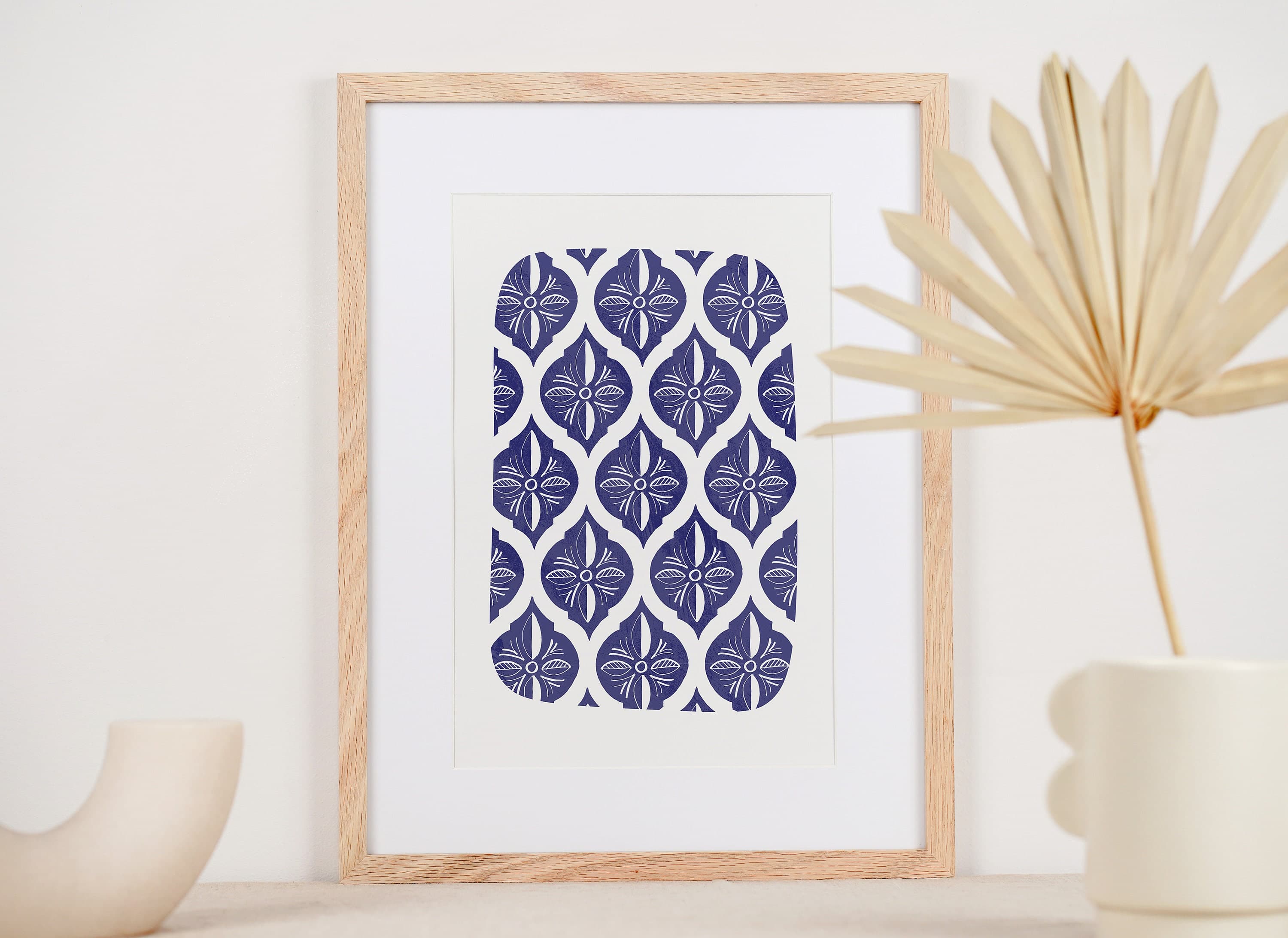 Blue Moroccan Pattern Wall Art Poster