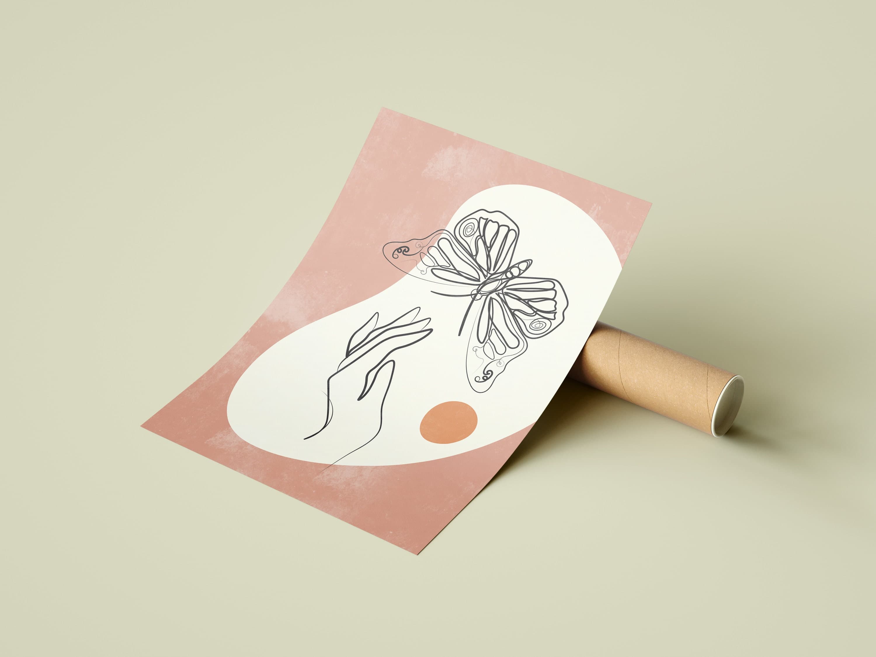 Butterfly Line Art Print: Abstract Woman Hand, Boho Wall Decor (Digital Download) - image 4