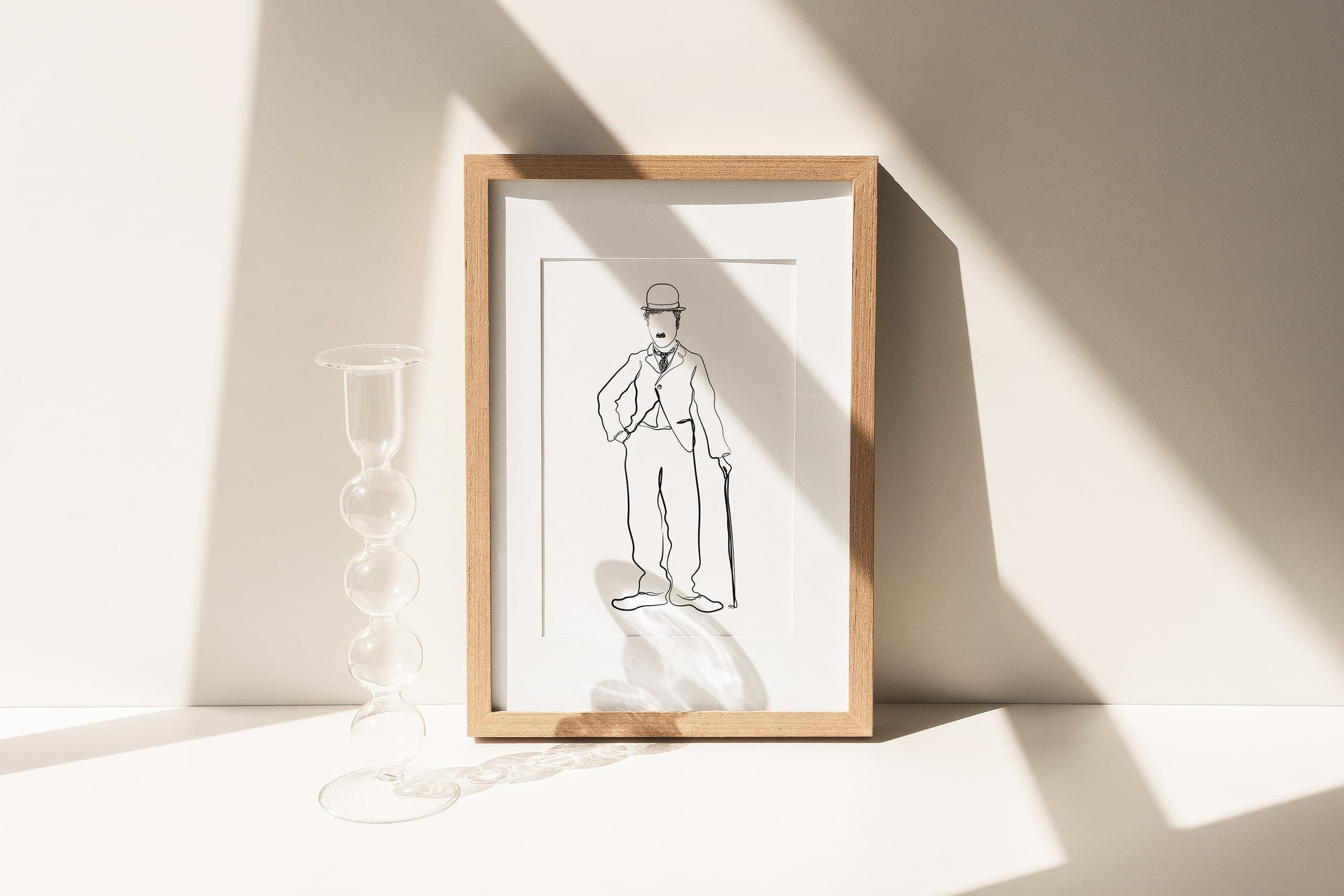 Charlie Chaplin Line Art Print: Modern Abstract Home Decor (Digital Download)