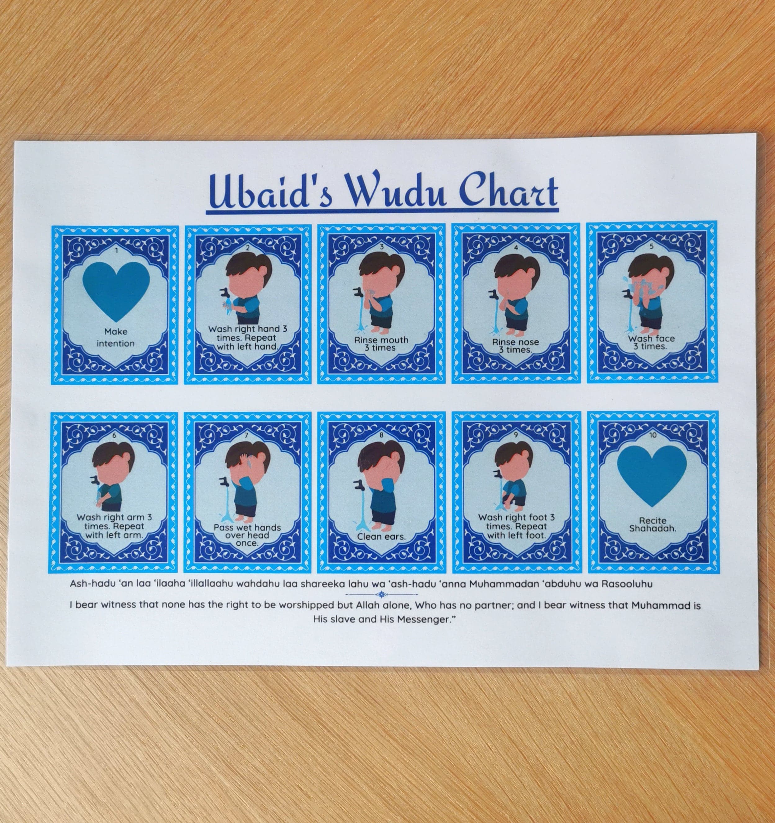 Personalized Wudu Chart: Laminated Step-by-Step Guide - image 4