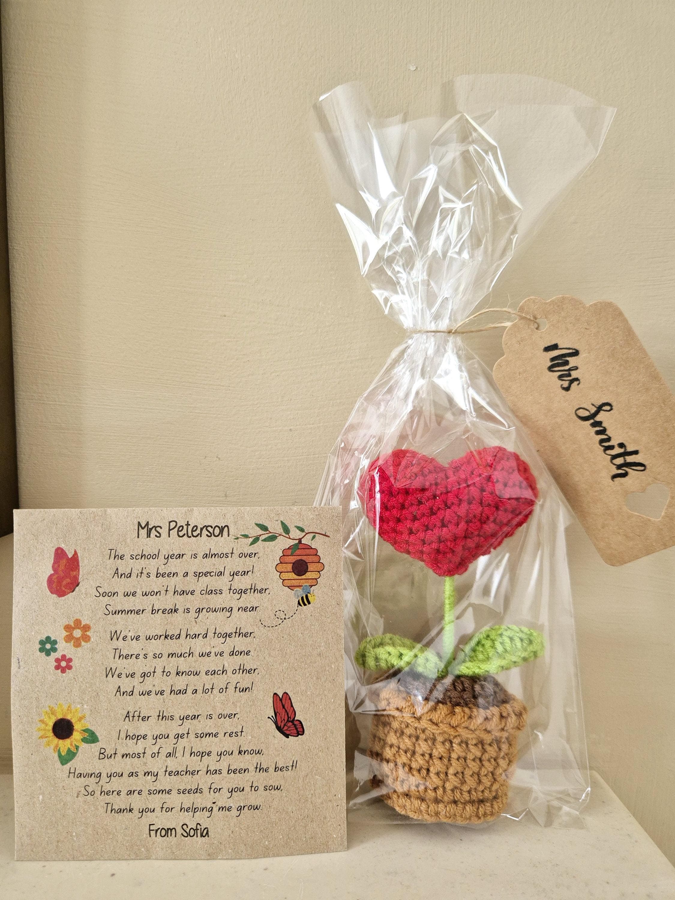 Teacher Gift | Handmade Crochet Flower with Wildflower seed Packet |  End of term Teacher Gift