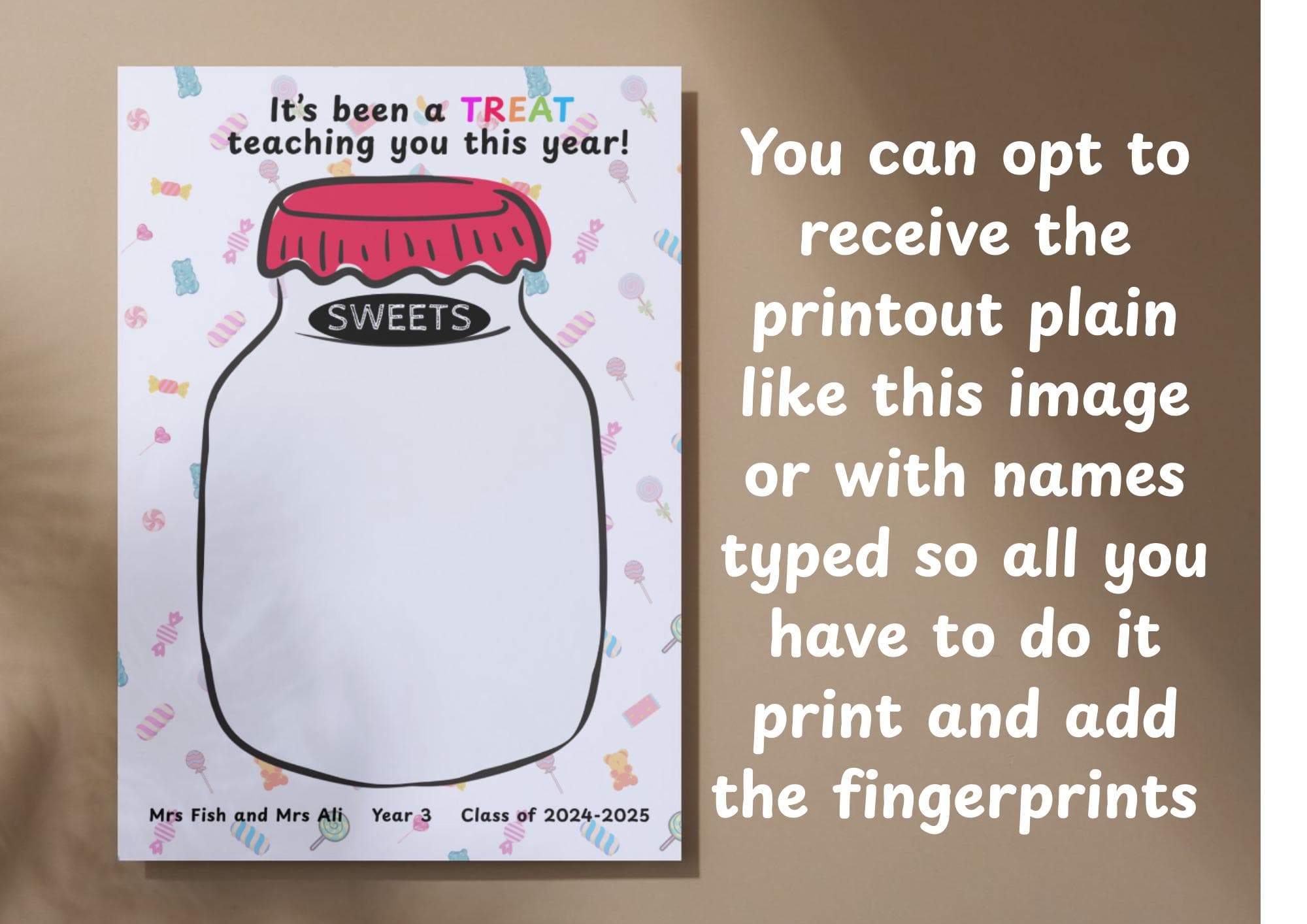 Personalized Candy Jar Fingerprint Art Print: Teacher Class Gift (Digital Download) - image 5