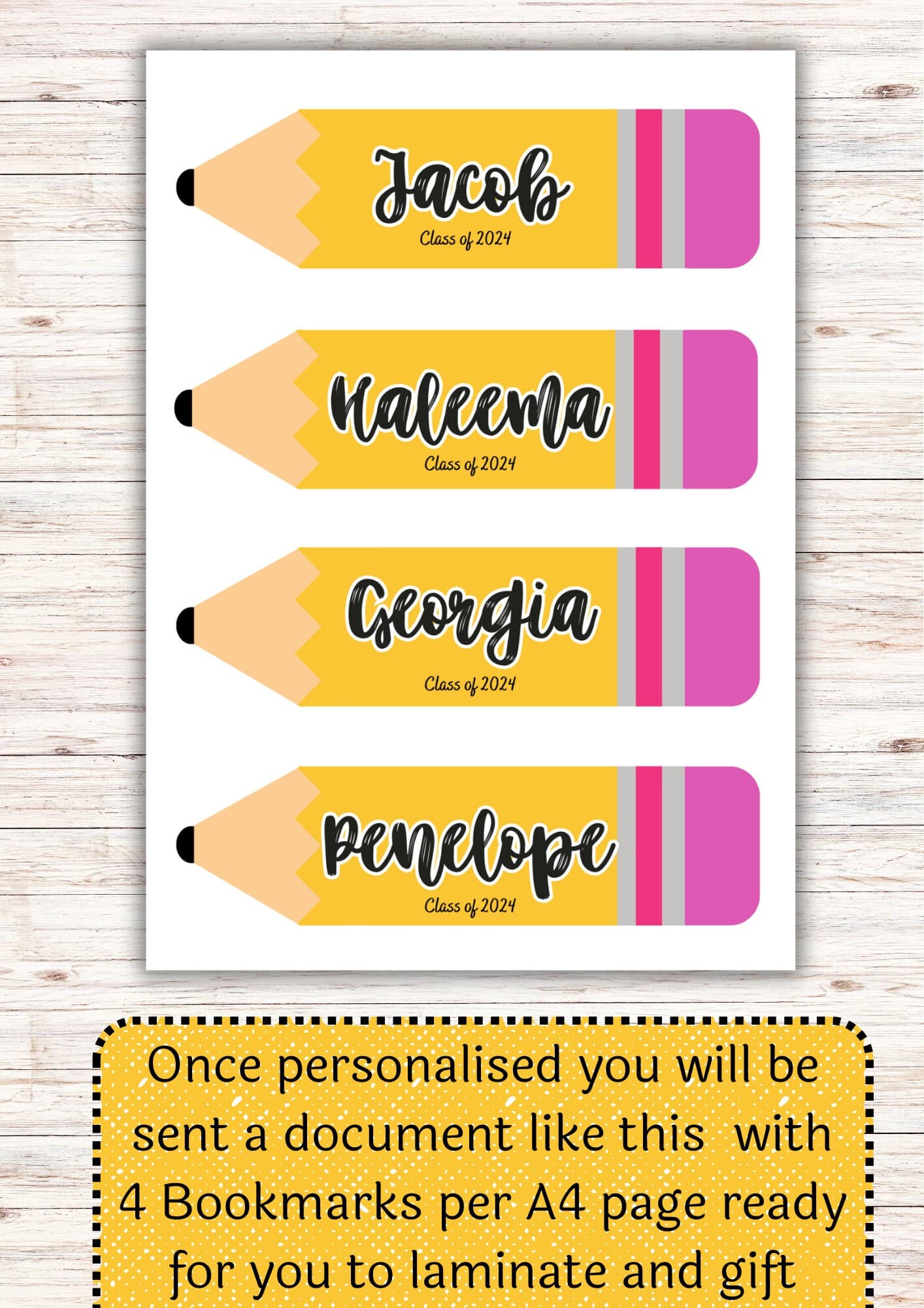 Personalized Pencil Bookmark: End of Term Student Gift (Printable) - image 3