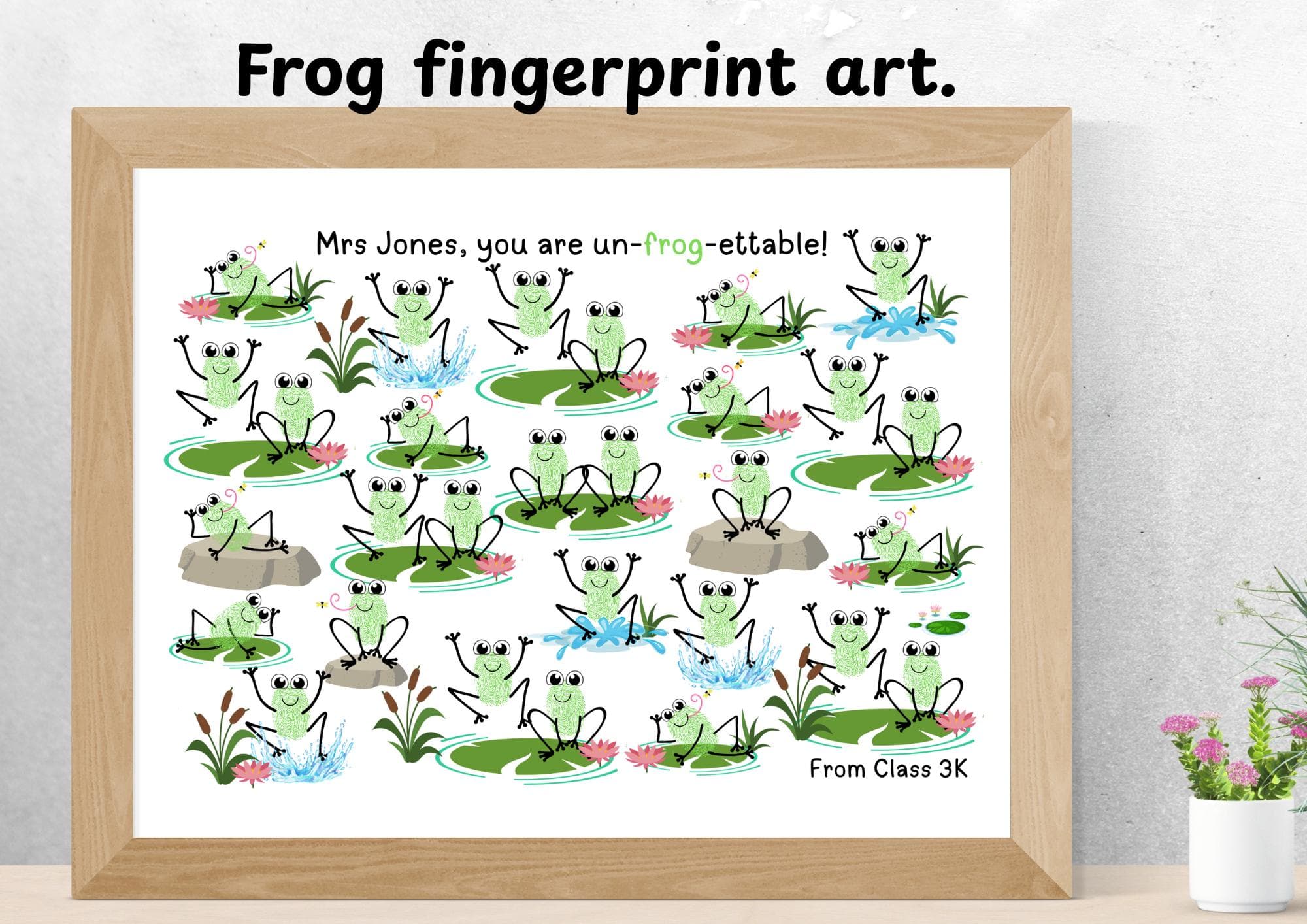 Frog Fingerprint Art Class Gift: Personalized End of Year Print (Digital Download)