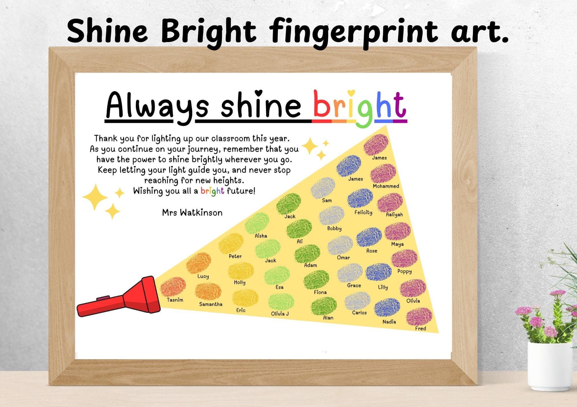 Personalized Teacher Fingerprint Art Gift: End of Year Class Keepsake (Digital Download)