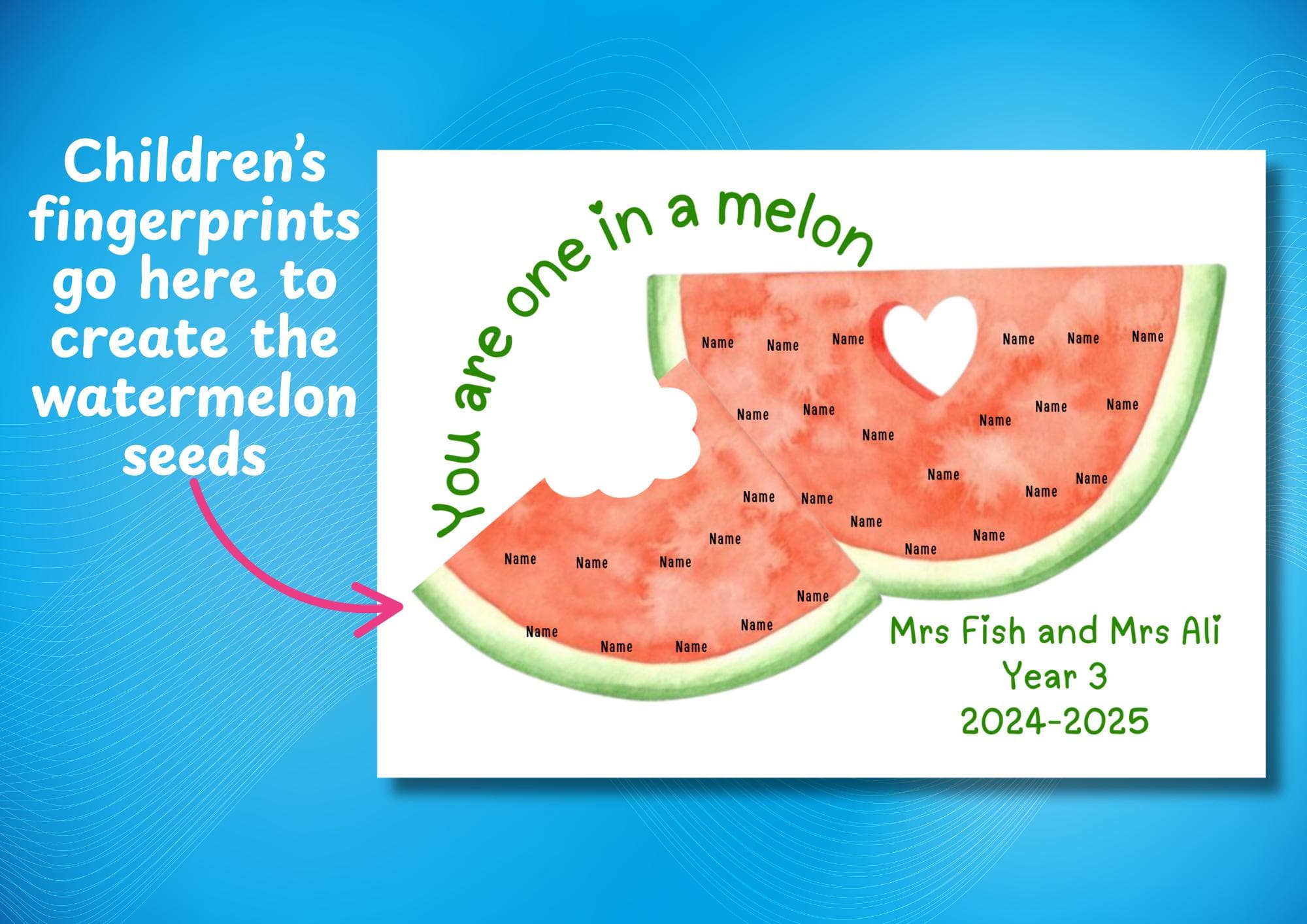 Watermelon Fingerprint Class Gift: Personalized Teacher Keepsake (Digital Download) - image 3
