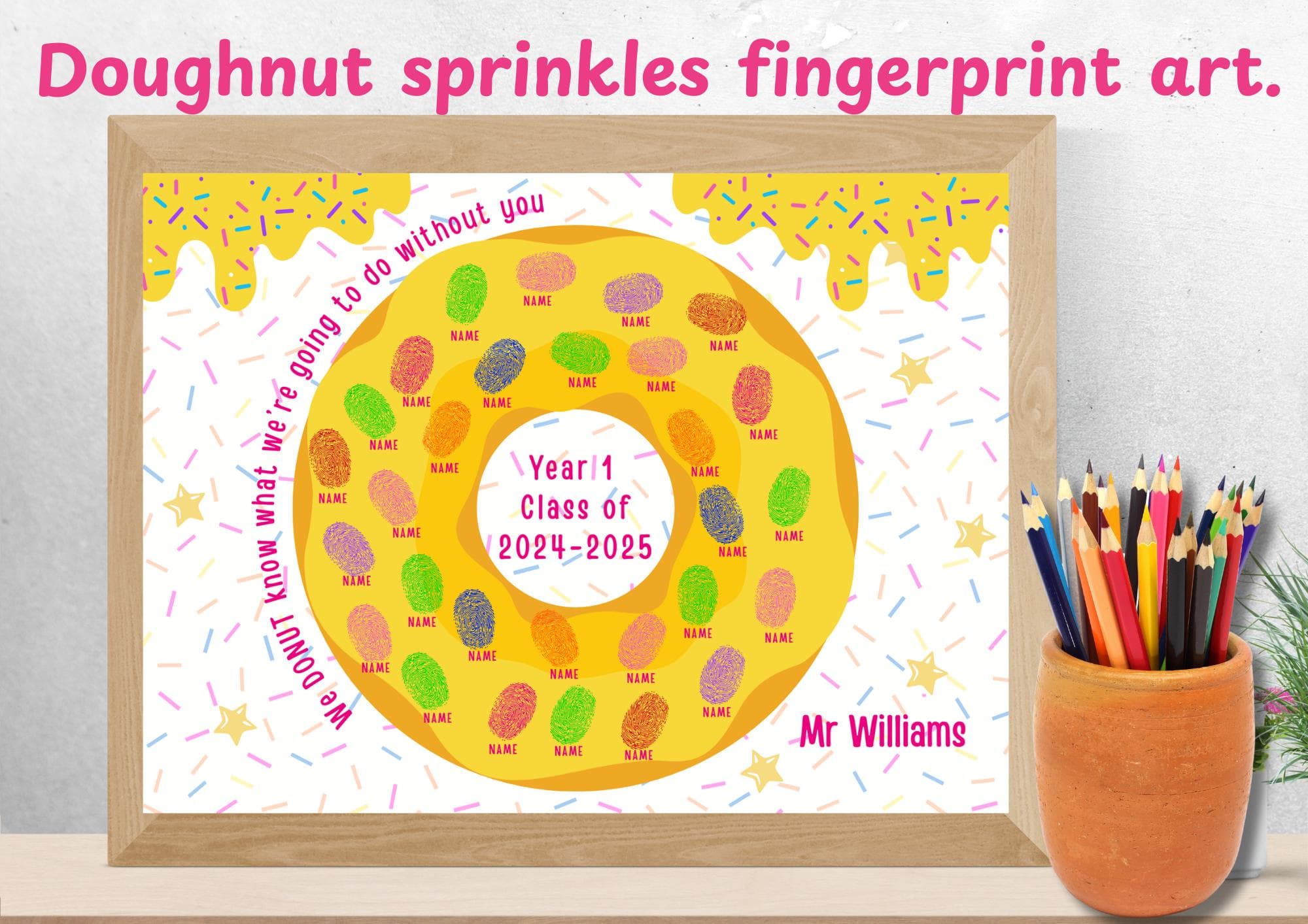 Personalized Doughnut Fingerprint Class Gift | Teacher Keepsake (Digital Download)