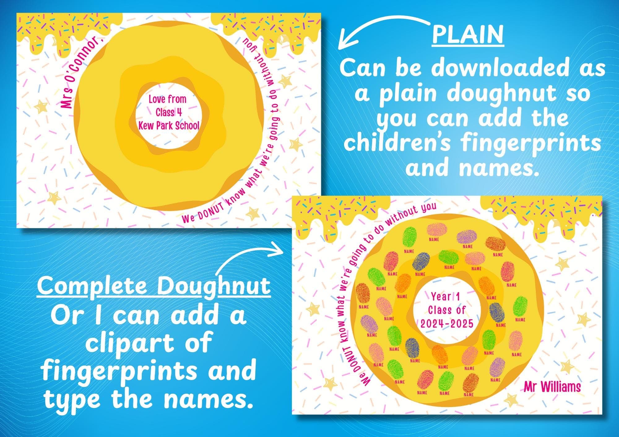 Personalized Doughnut Fingerprint Class Gift | Teacher Keepsake (Digital Download) - image 4
