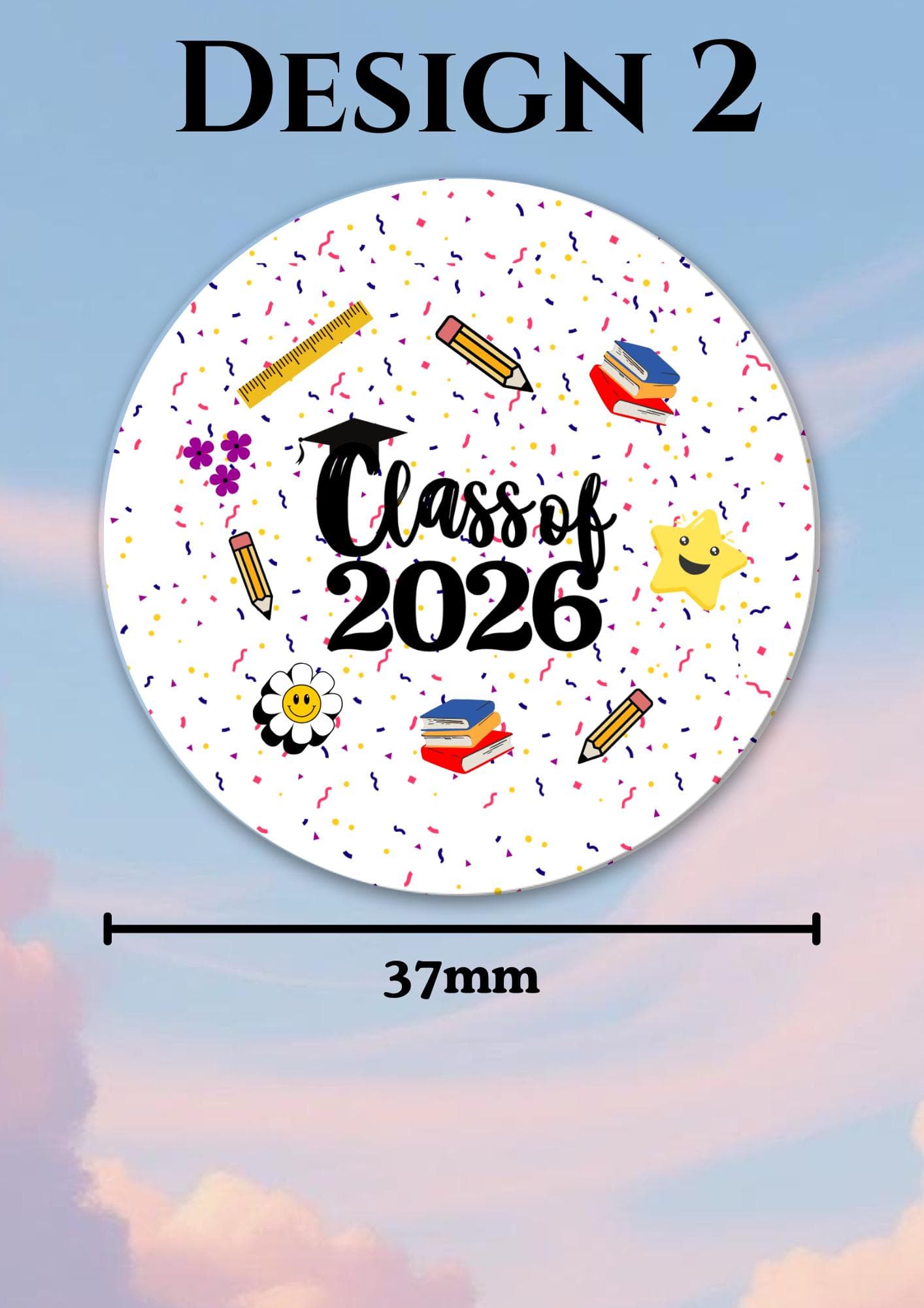 Class of 2026 Stickers | 35 stickers per page | 37mm diameter | Glossy Stickers | Class of 2026 graduation stickers - image 4