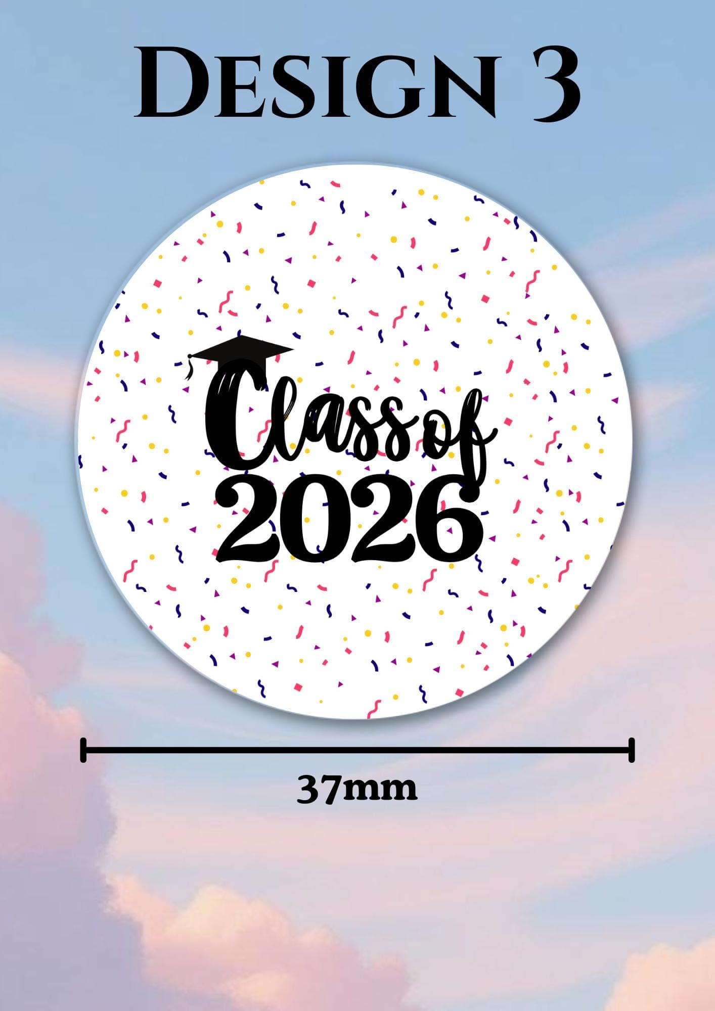 Class of 2026 Stickers | 35 stickers per page | 37mm diameter | Glossy Stickers | Class of 2026 graduation stickers - image 5