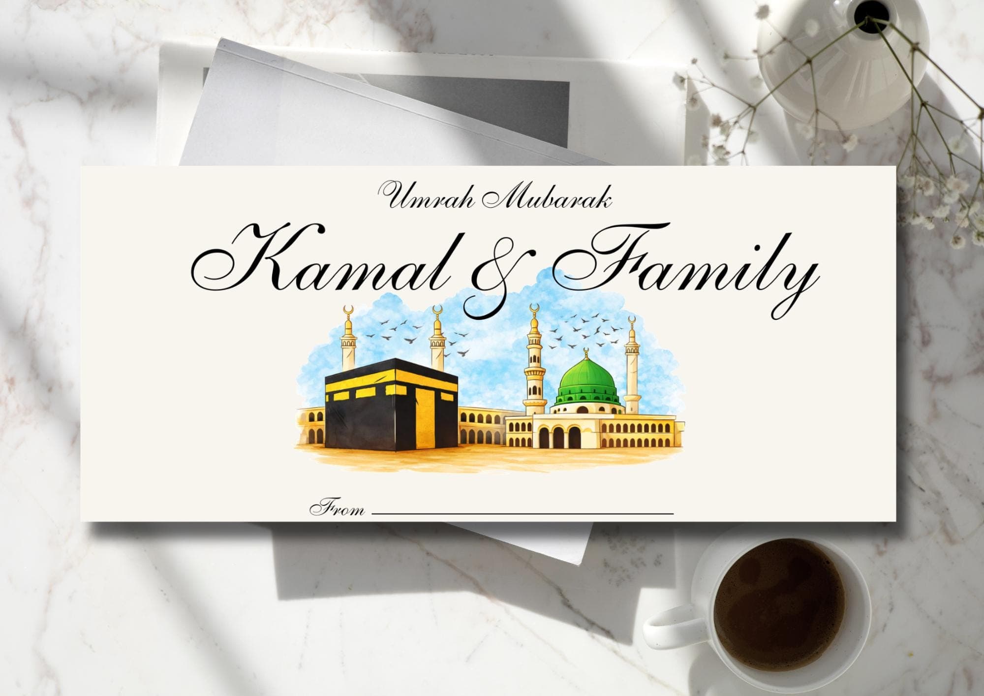 Personalised Umrah or Hajj Money Gift Envelope | DL sized envelope