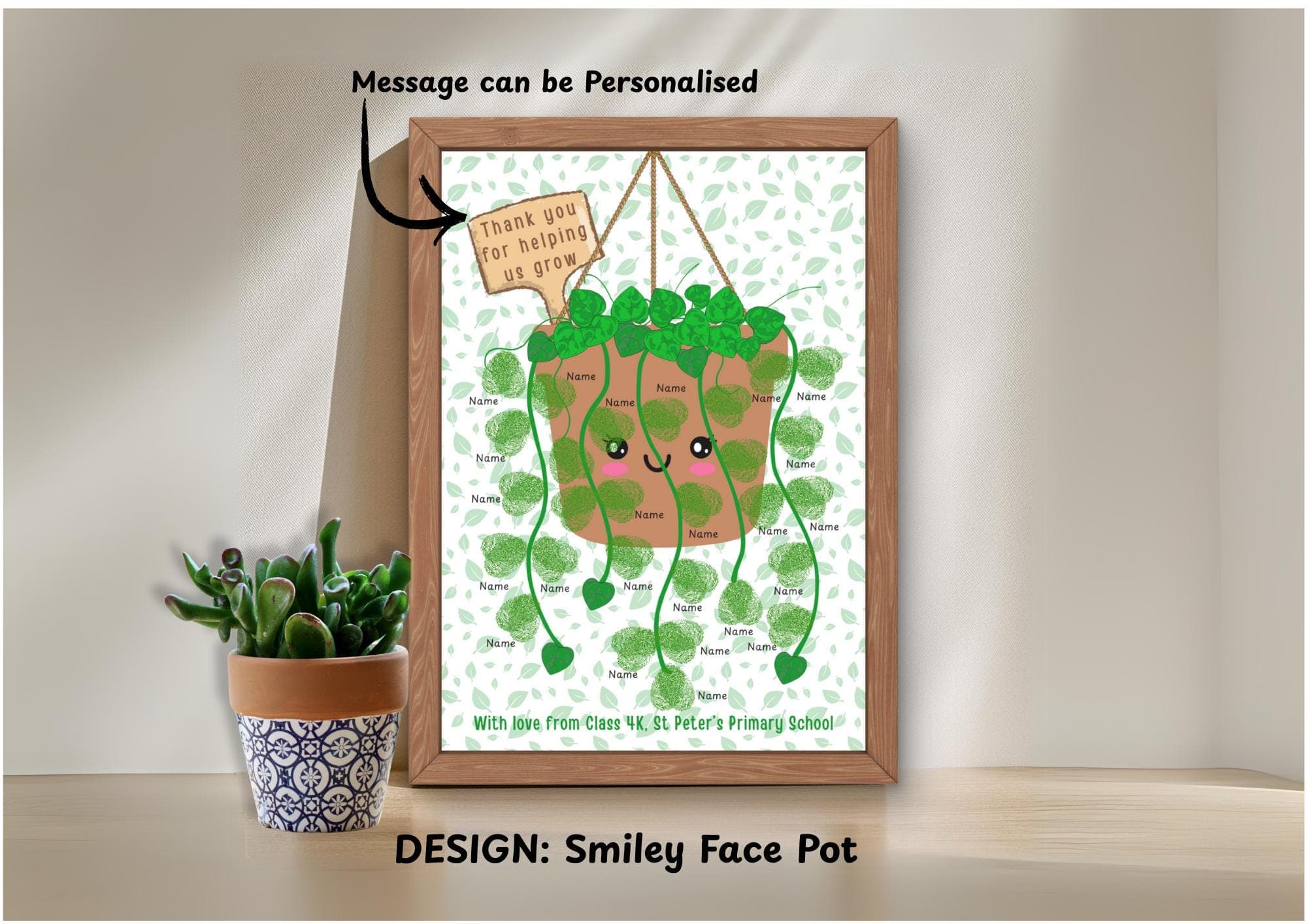 String of Hearts Fingerprint Class Gift: Personalized Teacher Keepsake (Digital Download) - image 3