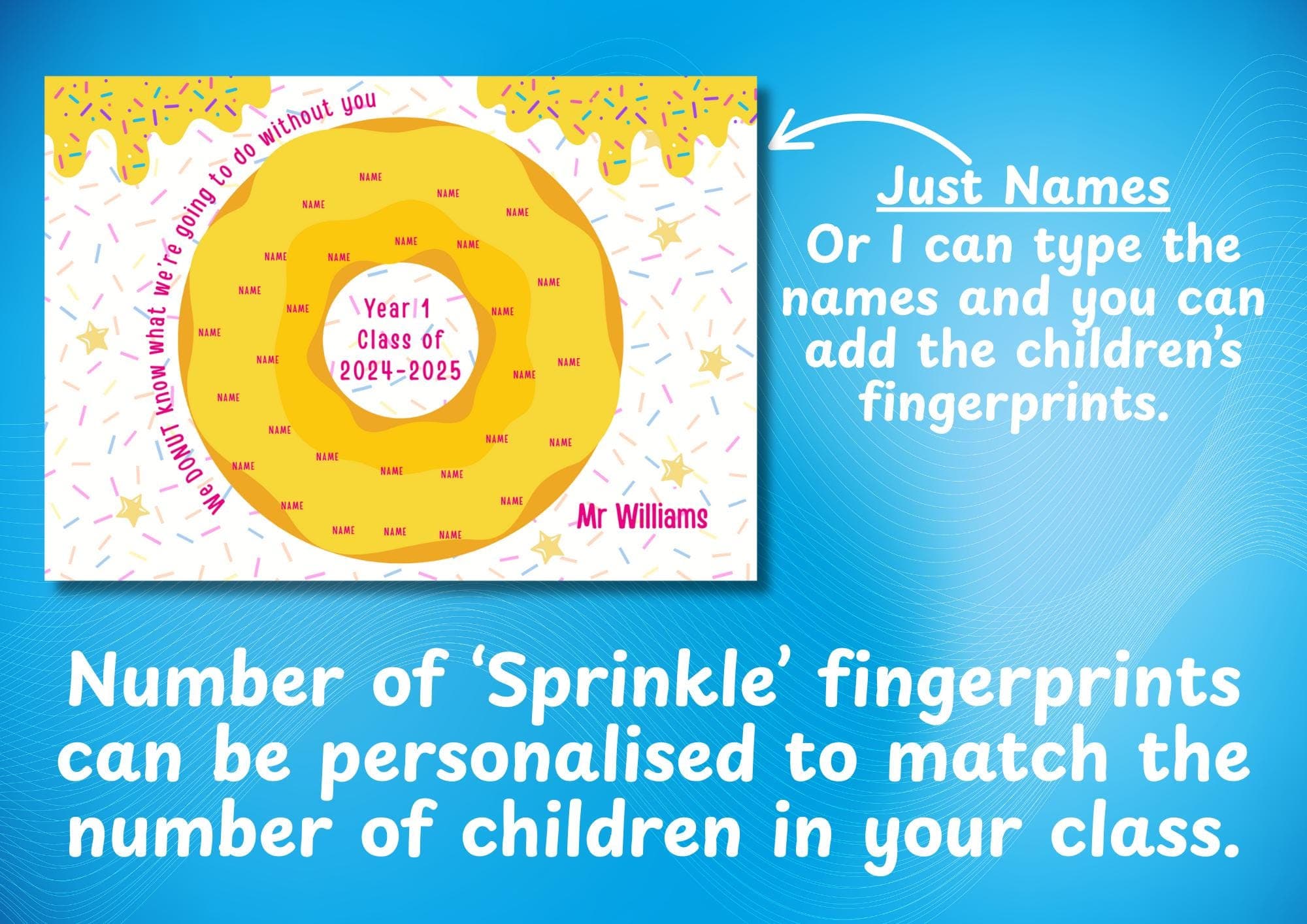 Personalized Doughnut Fingerprint Class Gift | Teacher Keepsake (Digital Download) - image 5