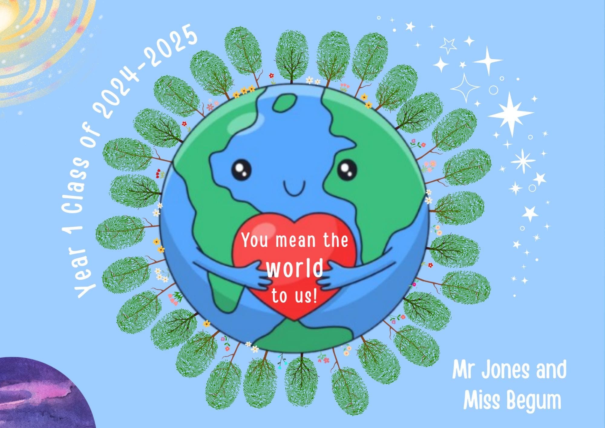 Personalized Earth & Trees Fingerprint Class Gift (Digital Print) - image 4