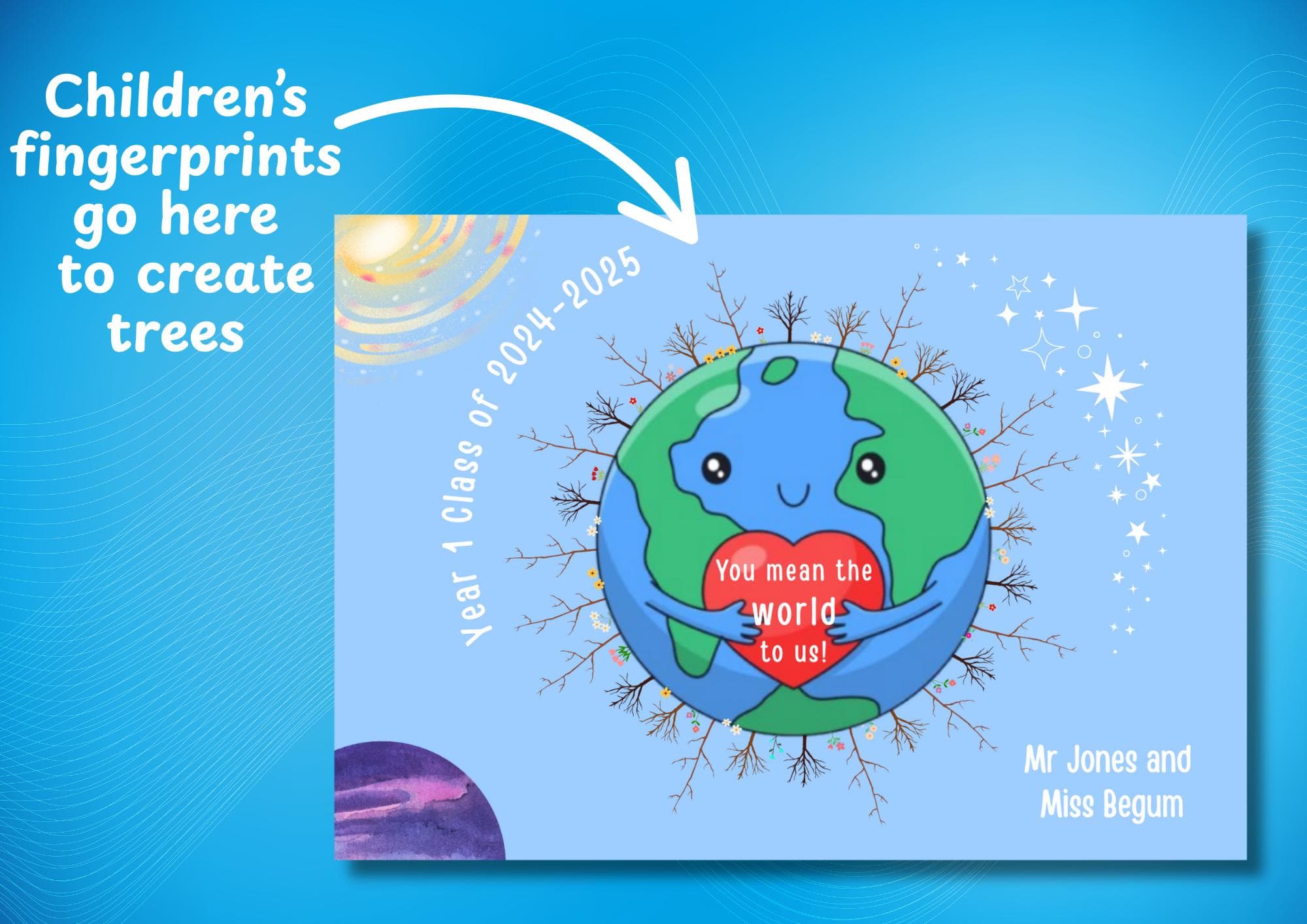 Personalized Earth & Trees Fingerprint Class Gift (Digital Print) - image 3