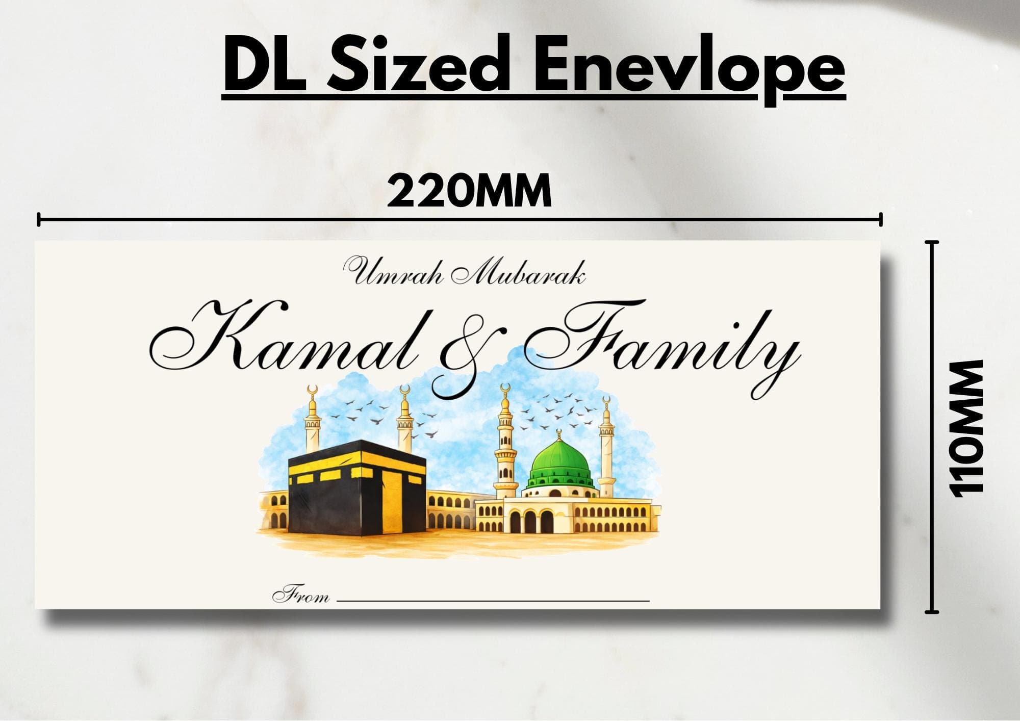 Personalised Umrah or Hajj Money Gift Envelope | DL sized envelope - image 4