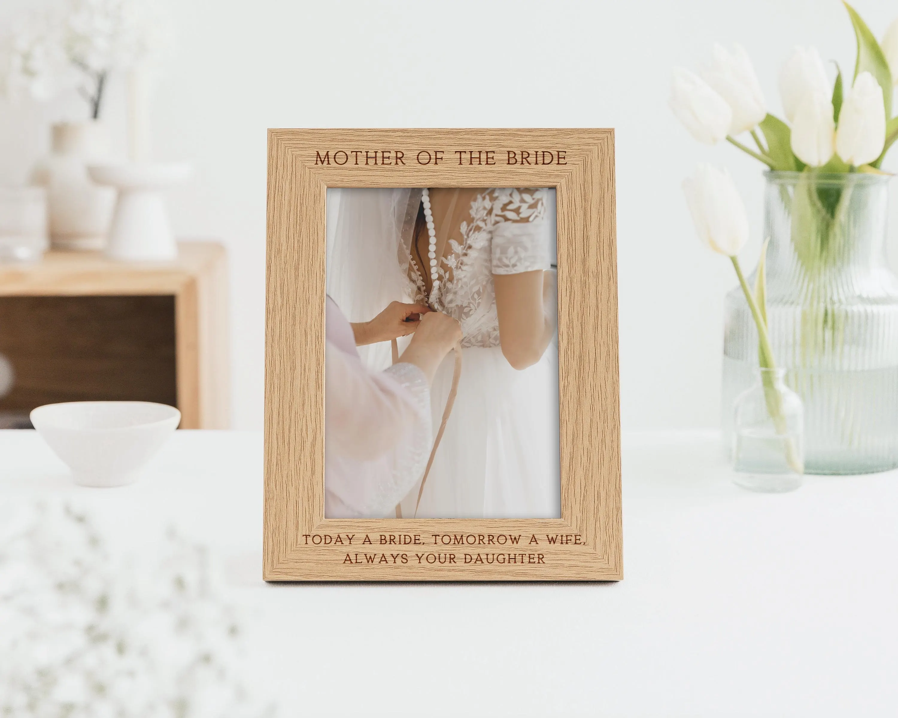 Father of the Bride Father of the Groom Wedding Favour Gift | Wooden Engraved Wedding Day Frame - image 3