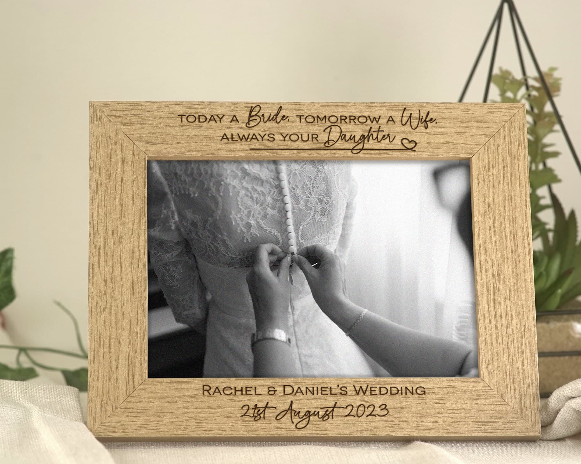 Wedding Favour Gift | Father of the Bride/Groom Photo Frame | Personalised Wooden Engraved Wedding Day Frame - image 2