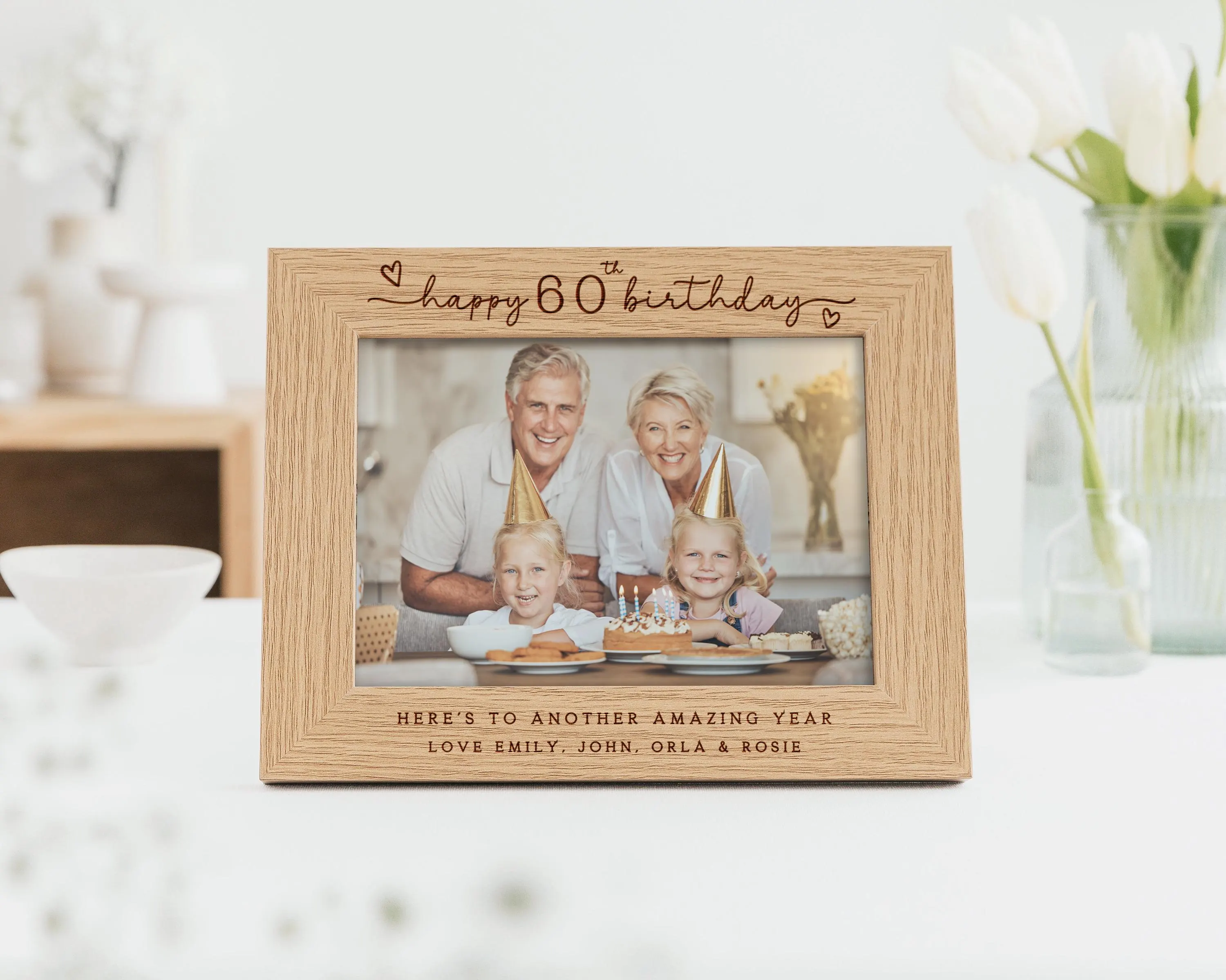 60th Birthday Gift | Personalised Sixtieth Birthday Gift Engraved Photo Frame