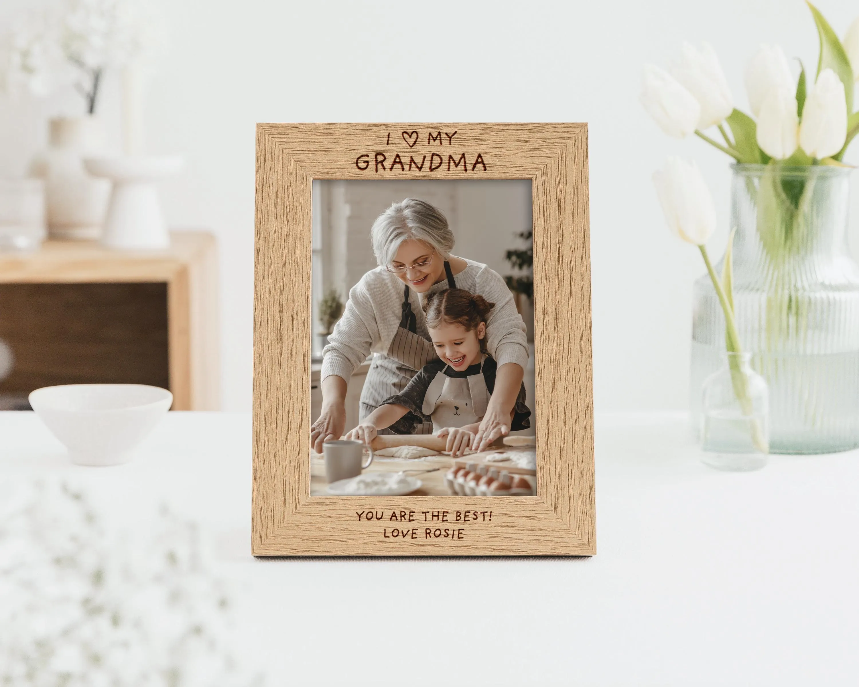 I Love My Grandma Christmas Gift | Photo Frame Christmas Gift for Granny Gran Grandma | Engraved Custom Frame For 7x5 or 6x4 Picture