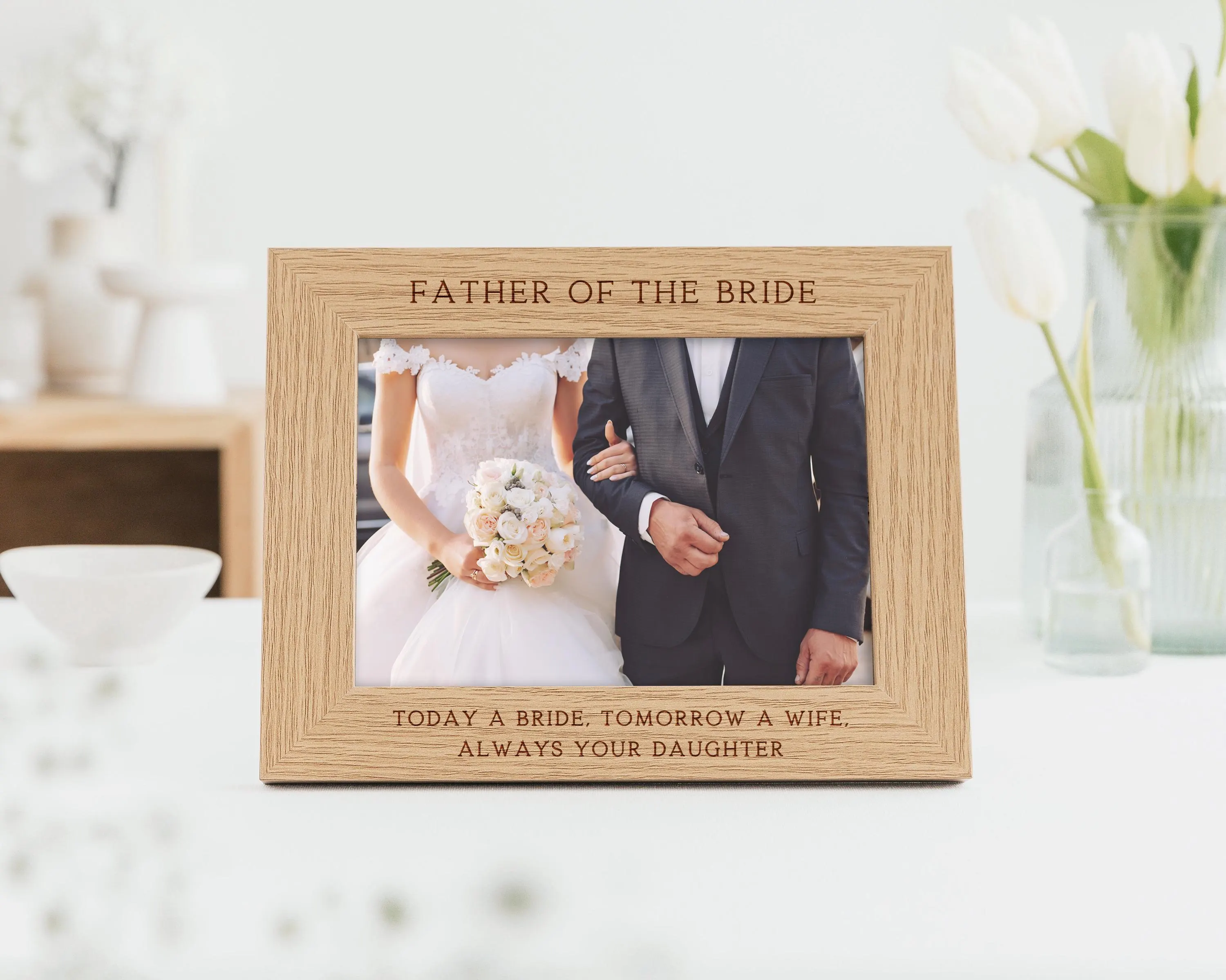 Father of the Bride Father of the Groom Wedding Favour Gift | Wooden Engraved Wedding Day Frame - image 2
