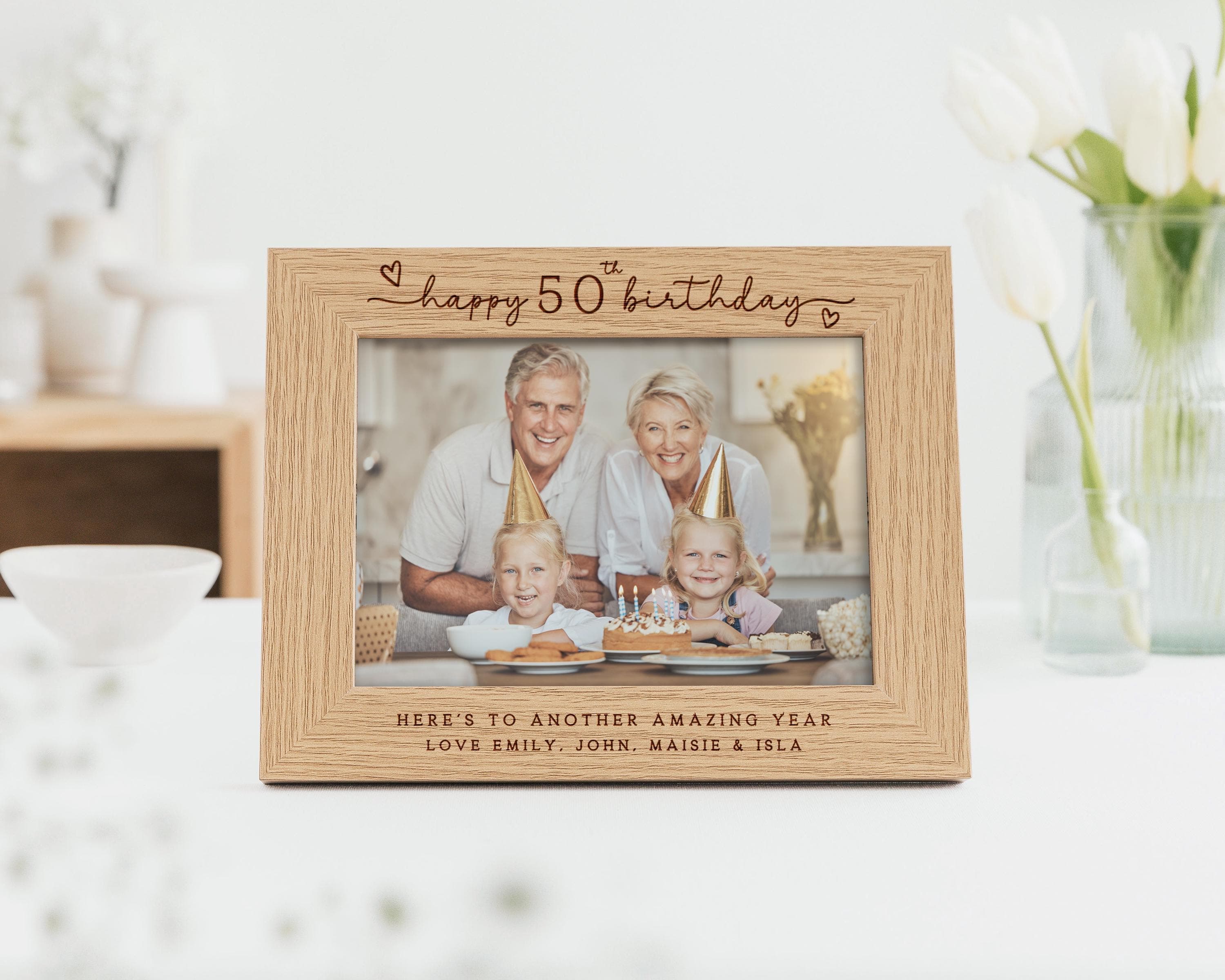 50th Birthday Gift | Personalised Fiftieth Birthday Gift Engraved Photo Frame