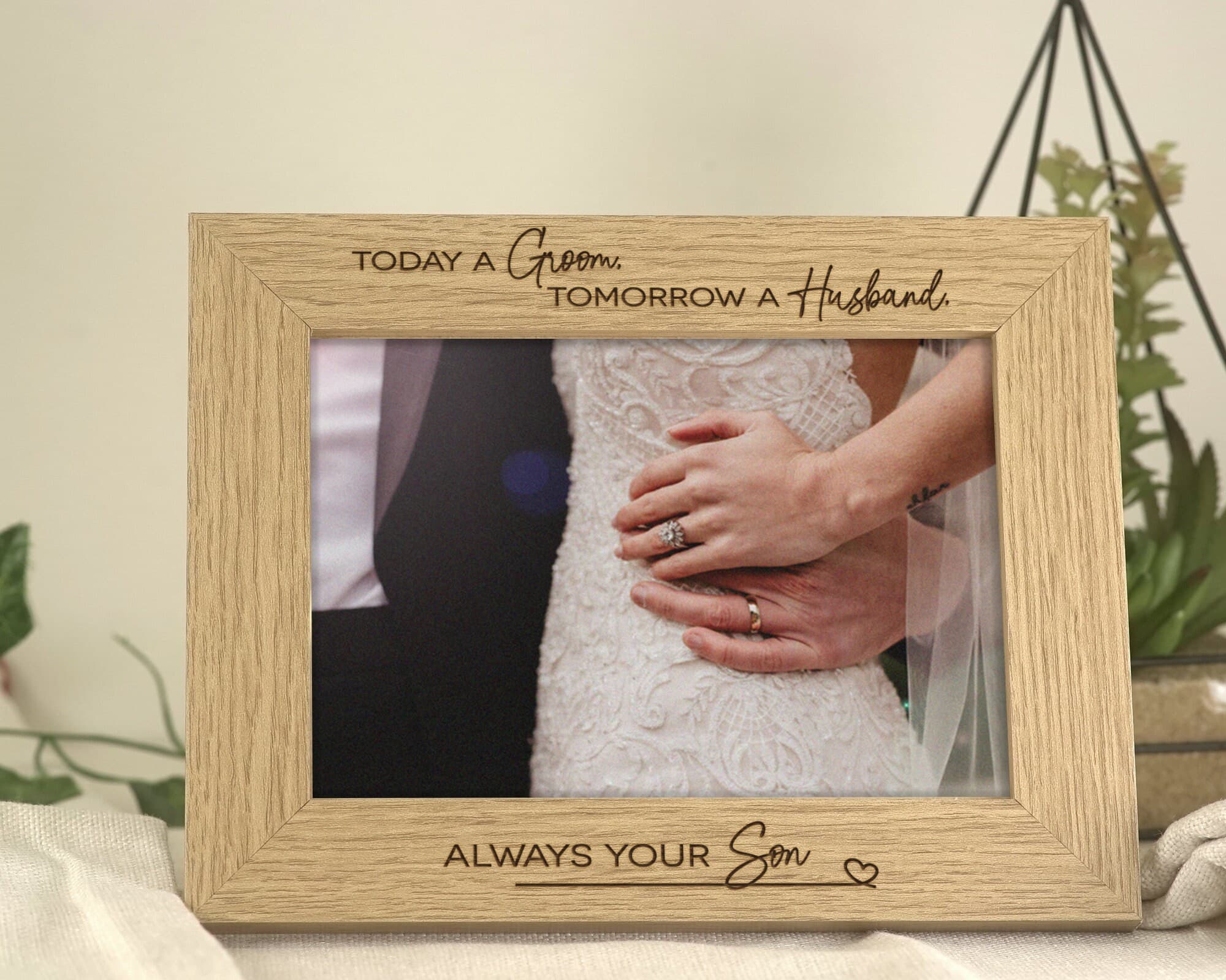 Wedding Favour Gift | Father of the Bride/Groom | Wooden Engraved Wedding Day Frame - image 3