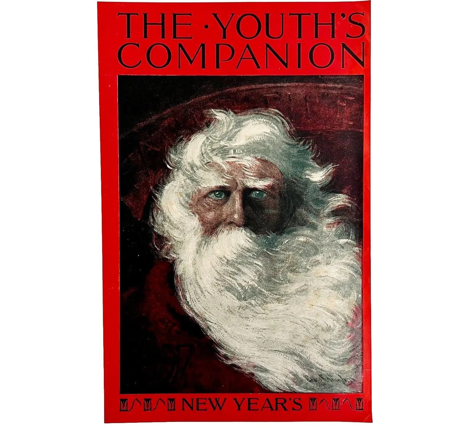 Santa Claus 1897 Cover Art Victorian XL Lithograph New Years St Nicholas DWII1 - image 2