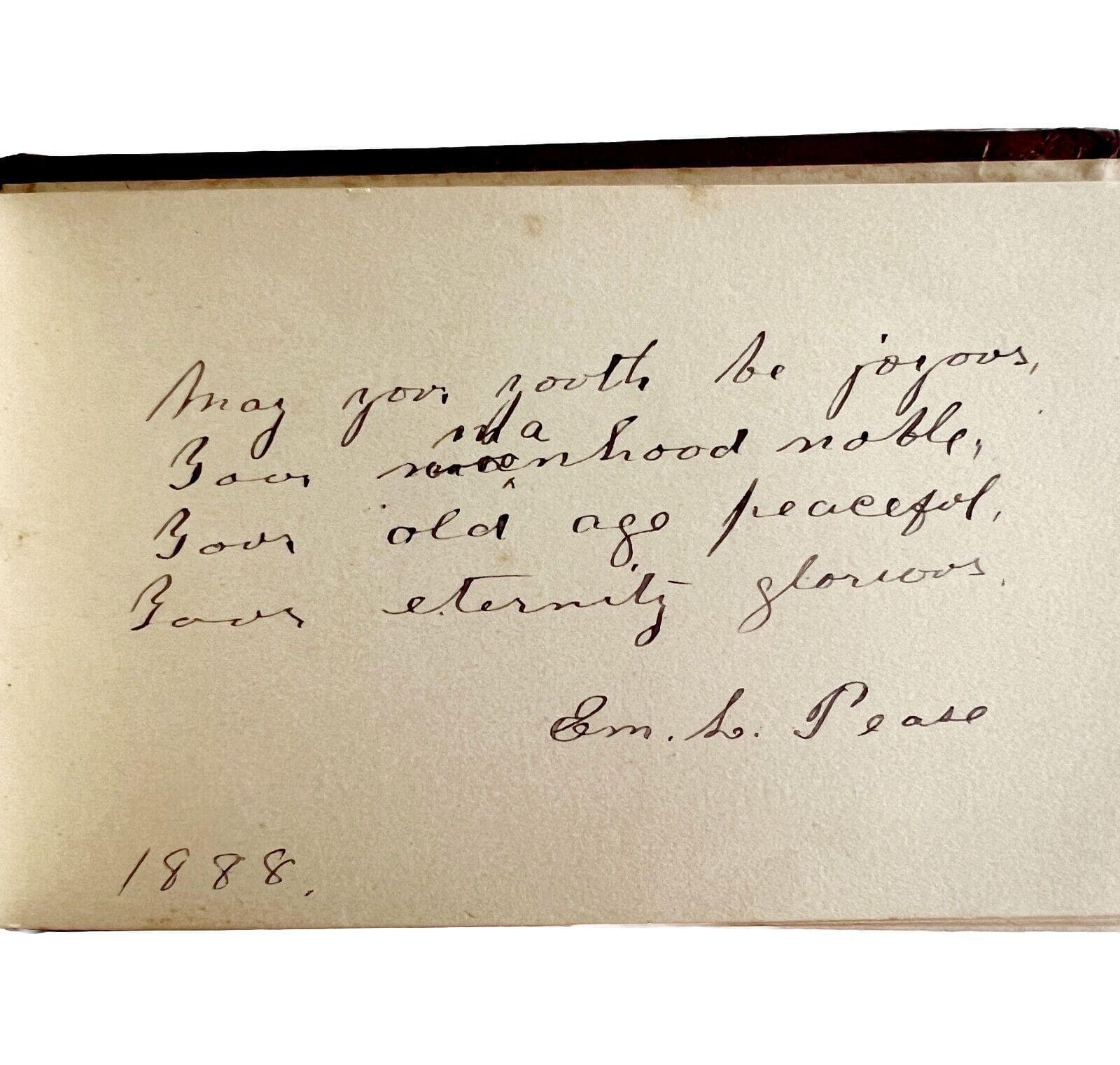 Victorian 1880s Autograph Album Pease Family Descendants Pendleton Wool E39 - image 3