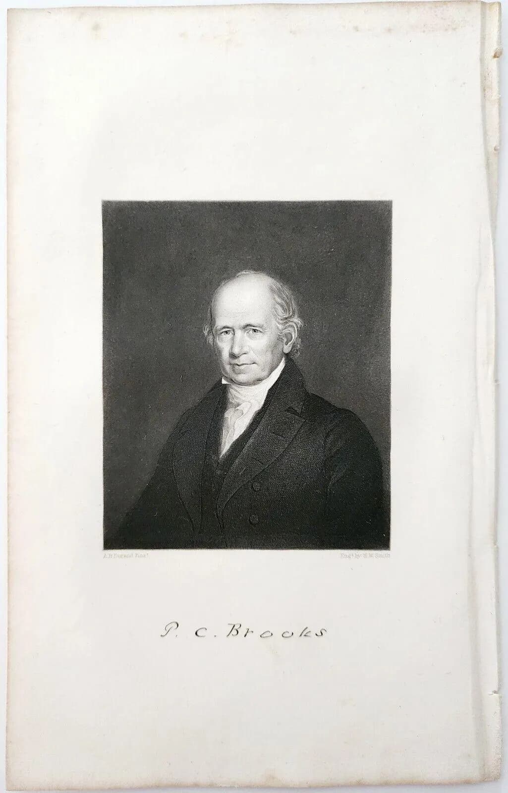 1855 Peter Chardon Brooks Steel Engraving Victorian American Merchant Art E95 - image 2