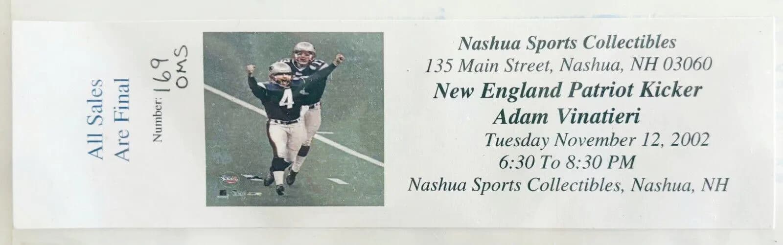 2002 Adam Vinatieri Autographed 8x10" Photo Signed New England Patriots DWBB7 - image 3