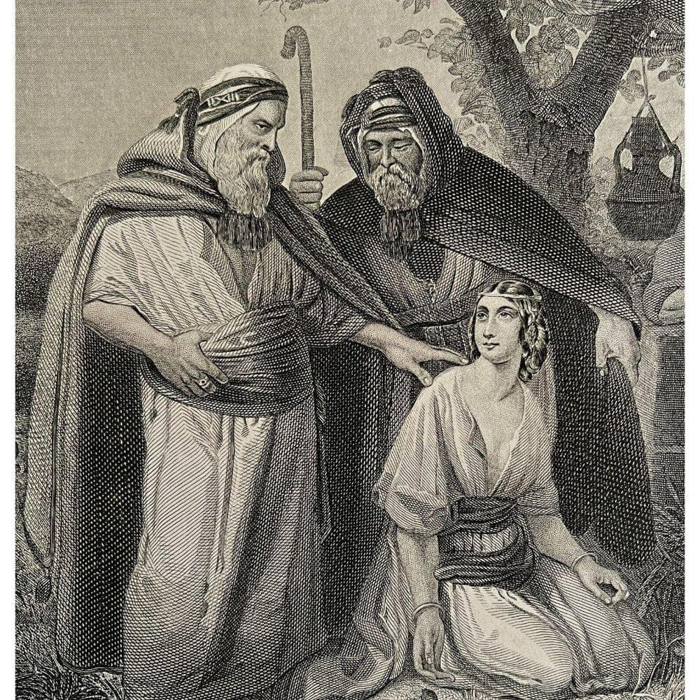 Boaz And Ruth Steel Engraving 1872 Schopin Victorian Religious Art DWAA6