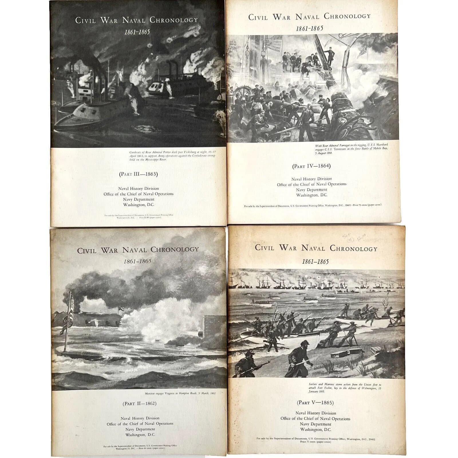 Civil War Naval Chronology Lot Of 4 PB Books Navy History 1960s Military E53 - image 3