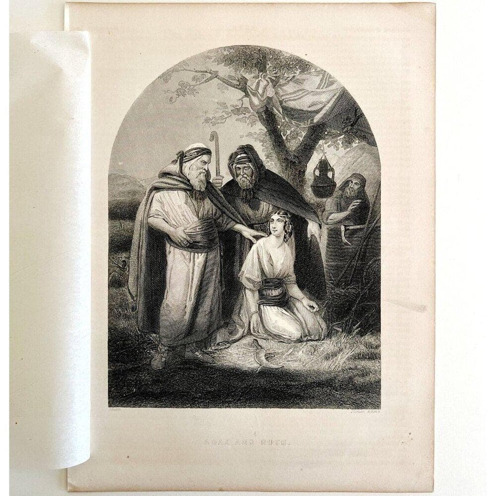 Boaz And Ruth Steel Engraving 1872 Schopin Victorian Religious Art DWAA6 - image 2