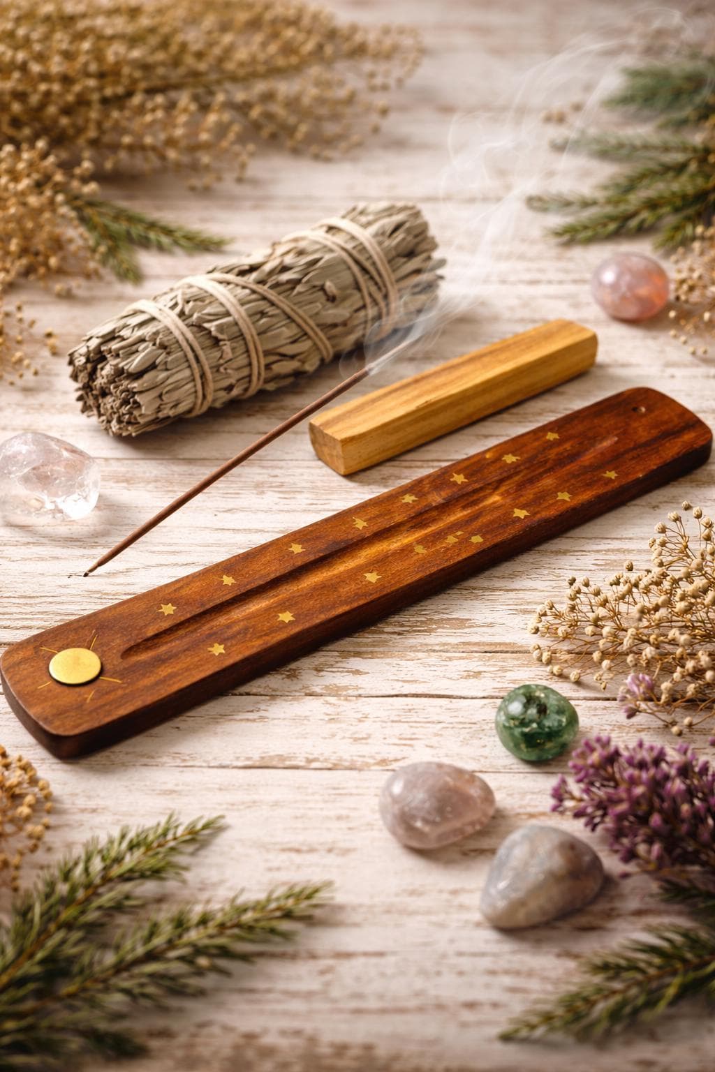 Handmade Wooden Incense Holder, Sage Smudge, Palo Santo Kit for Cleansing - image 4