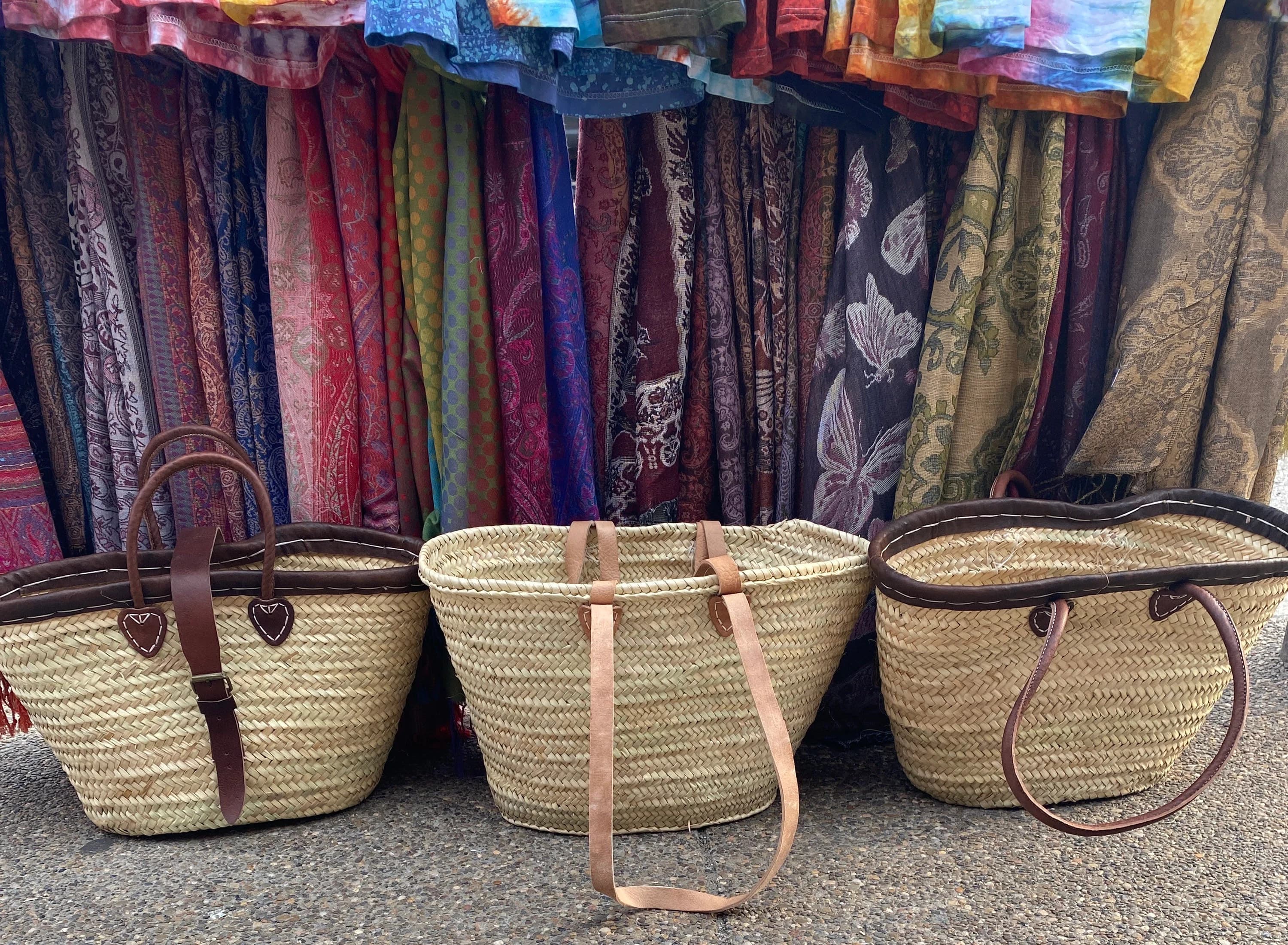 Handwoven Moroccan Market Basket: Large Straw Beach Bag