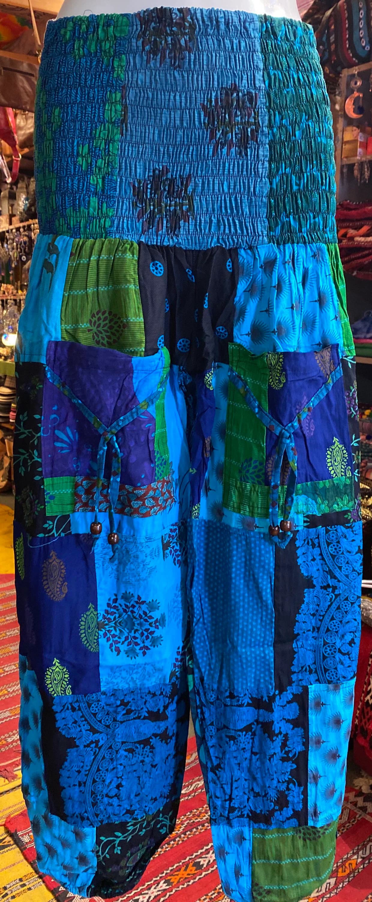 Patchwork Cotton Harem Pants: Boho Hippie Festival Clothing - image 3