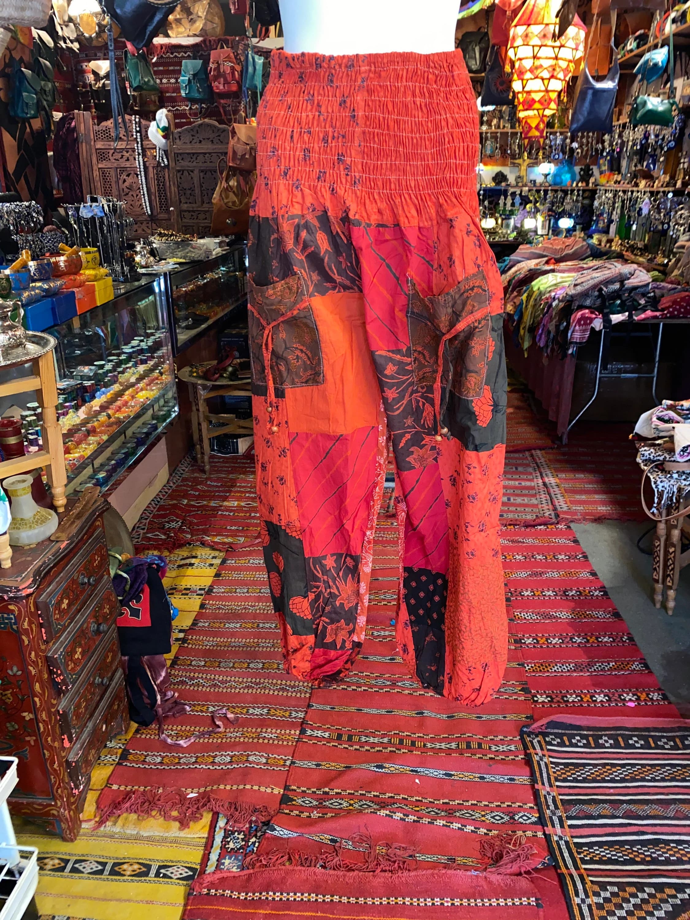 Patchwork Cotton Harem Pants with Pockets: Boho Hippie Festival Style