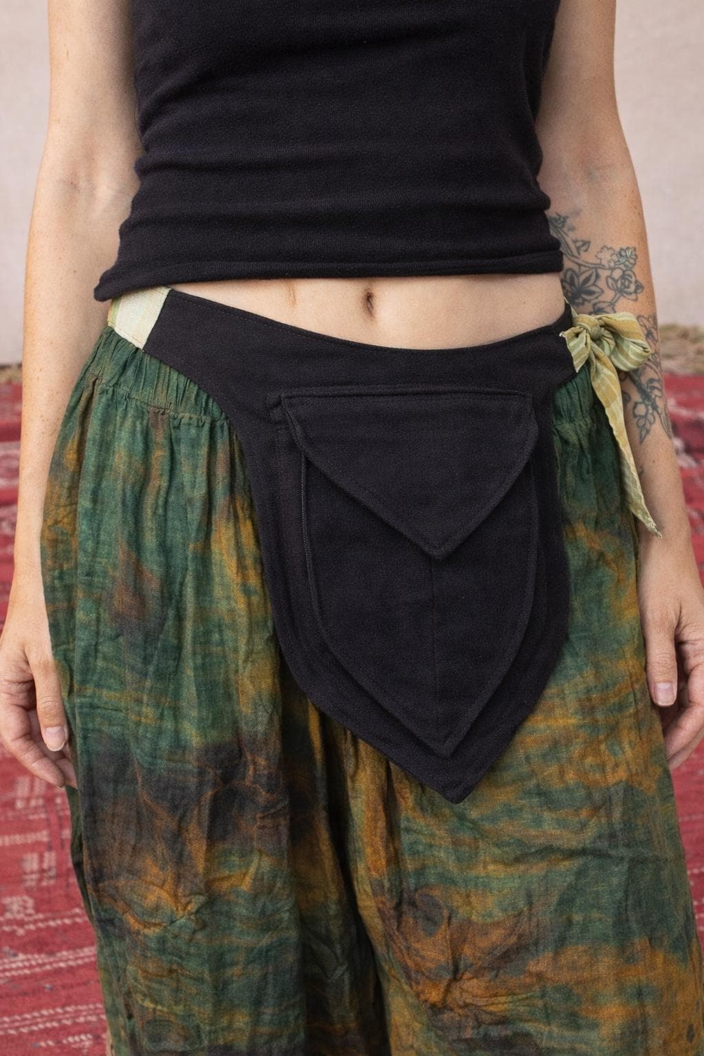 Boho Patchwork Cotton Waist Bag – Handmade Hip Pouch, Festival Belt Bag (12 x 9 Inches)
