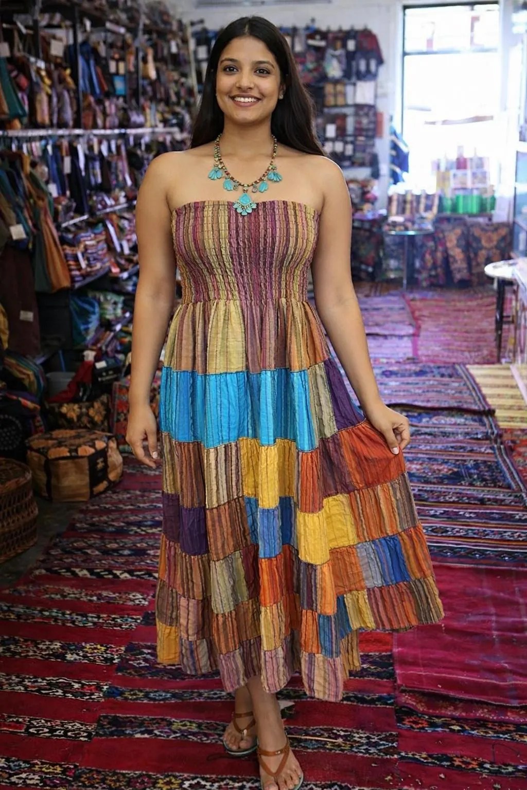 Boho Patchwork Sundress: One-of-a-Kind Hippie Summer Dress - image 3